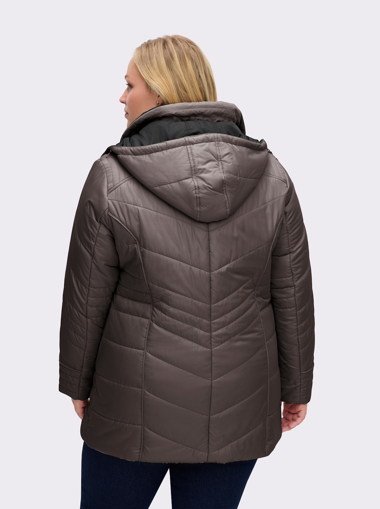Steppjacke in Microfaser-Qualität, pflegeleicht - taupe