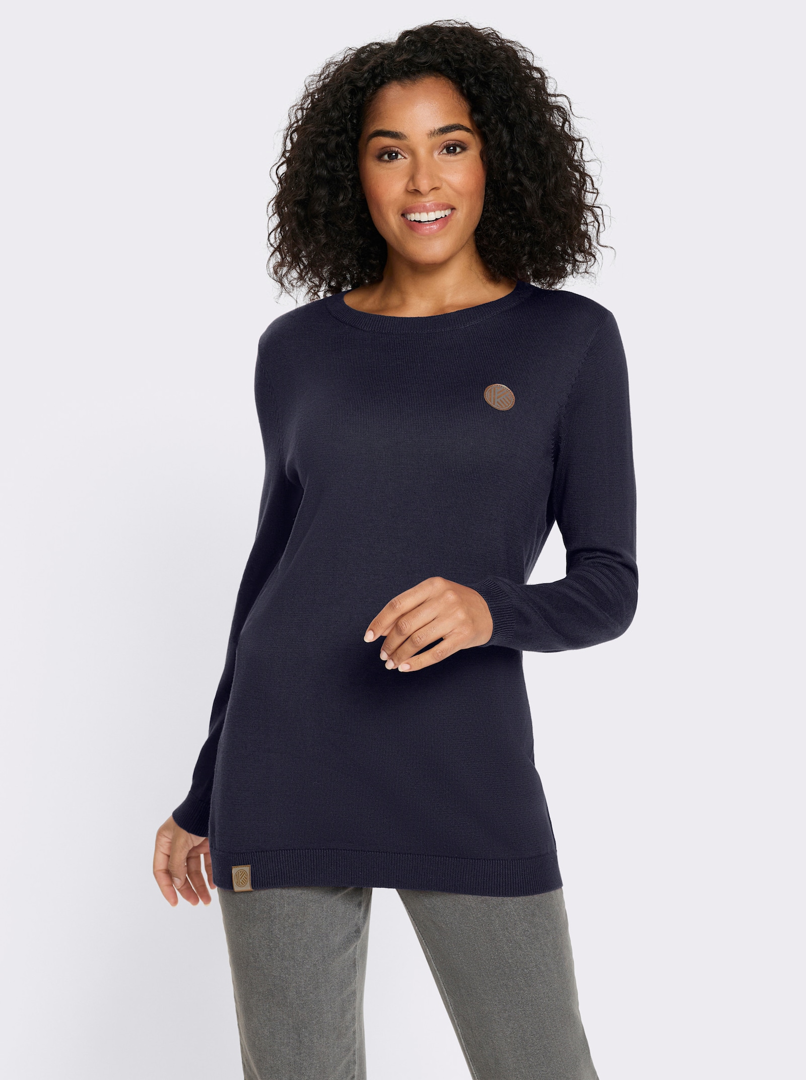 Longpullover mit 50% Baumwolle - marine