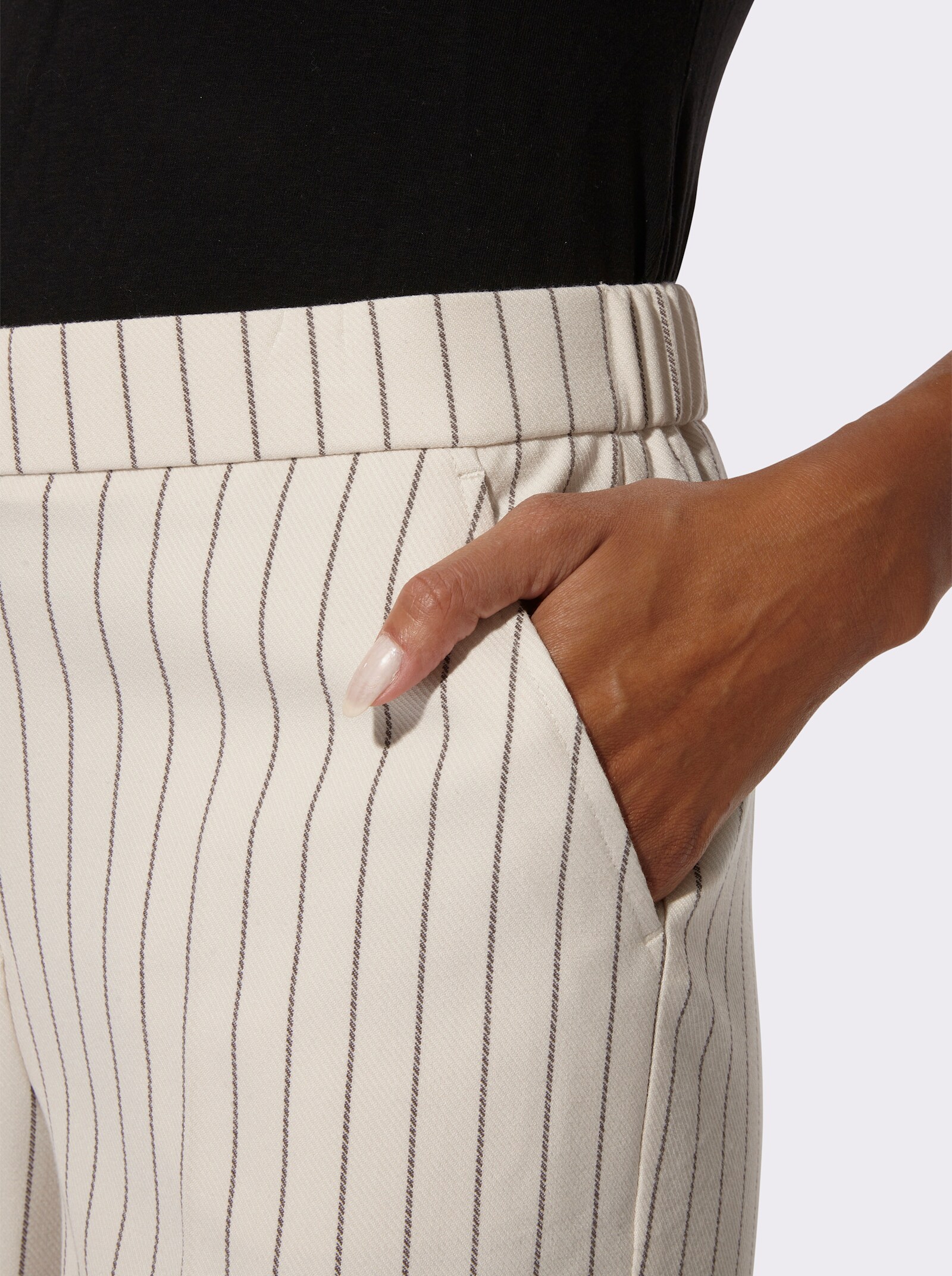 Anzughose mit weitem Bein - champagner-dunkeltaupe-gestreift