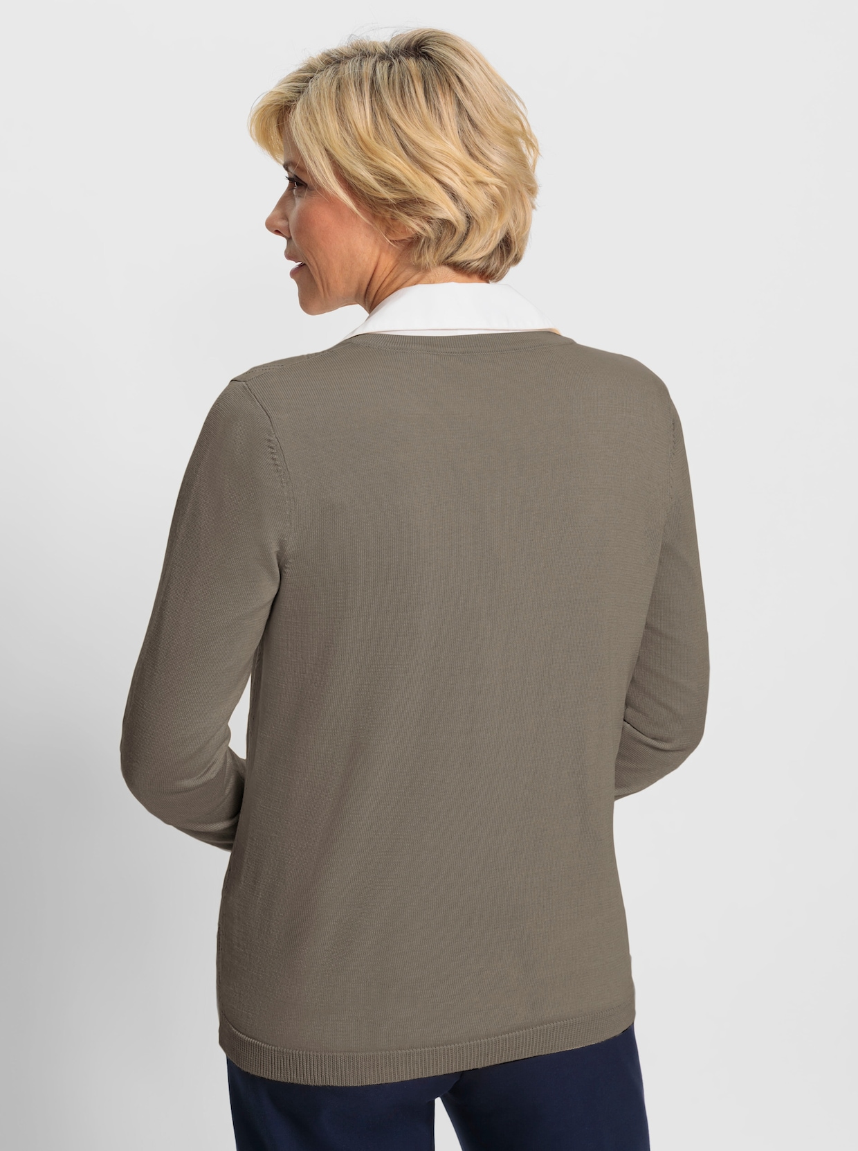 Ajourstrickjacke - taupe