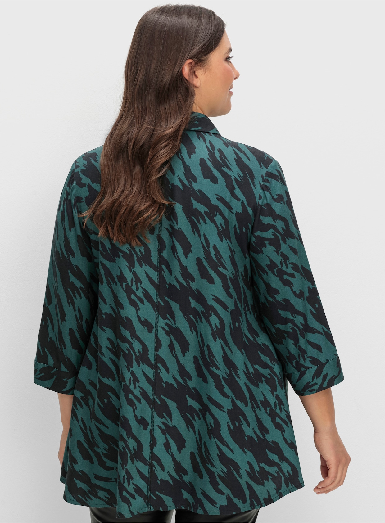 sheego Longline blouse - zwart gedessineerd
