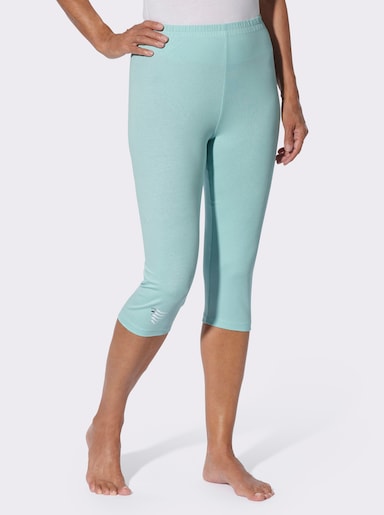 Caprileggings mit silberfarbenem Folien-Print - mint + marine