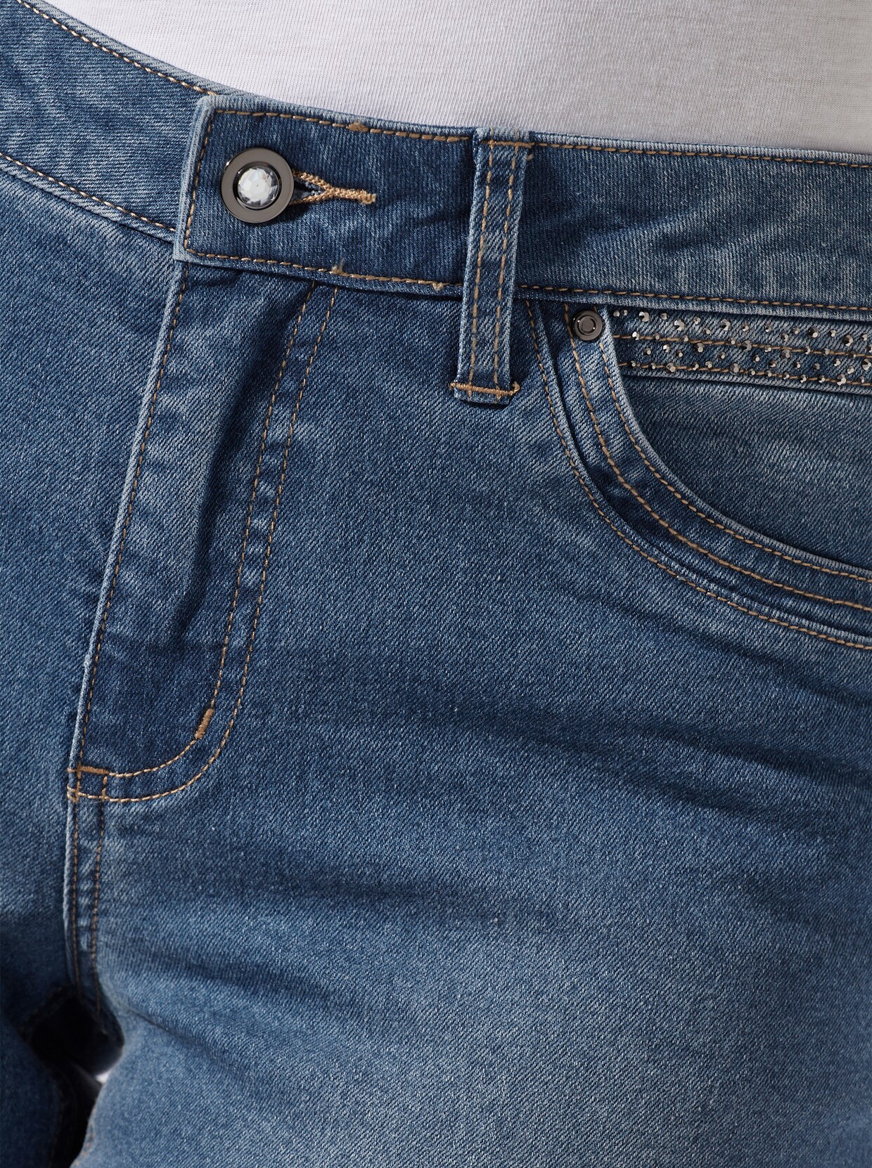 Džíny s pajetkami - bělená modrá