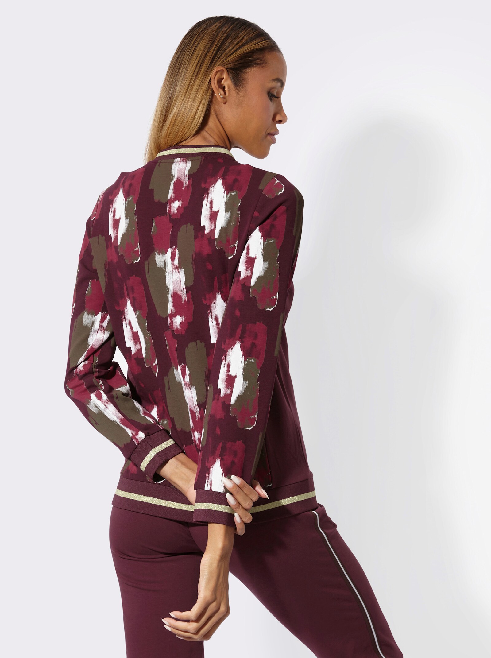 feel good Jacke - burgund-ecru-bedruckt