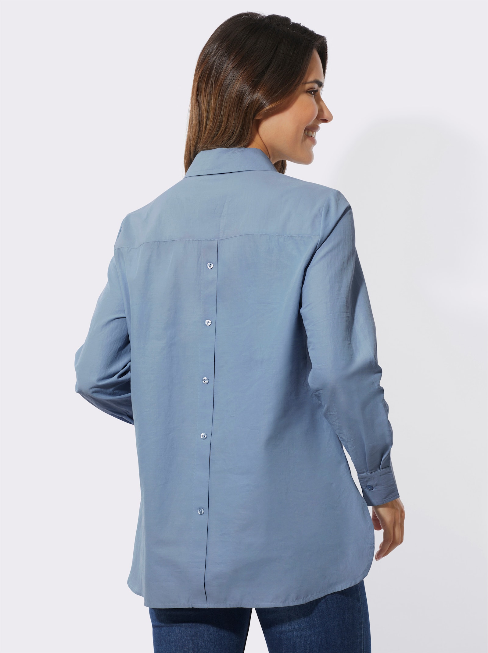 Longbluse mit langen Seitenschlitzen - bleu