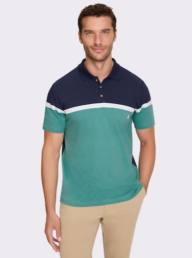 Catamaran Kurzarmshirt aus Baumwolle. Colour Blocking - marine-salbei