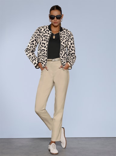 Wendejacke in modischer Blouson-Form - sand-schwarz-bedruckt