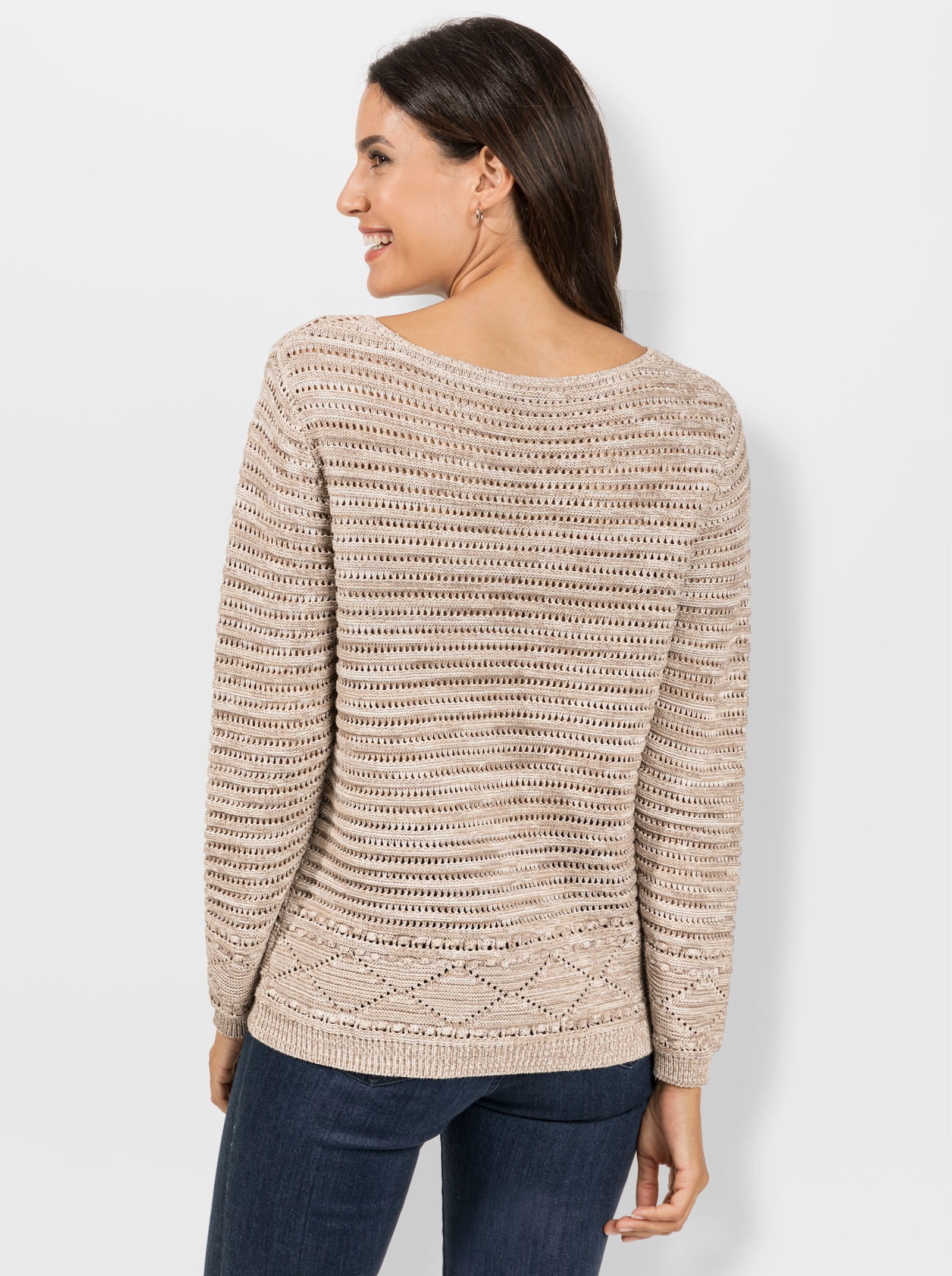 Pullover aus mehrfarbigem Melange-Garn - ecru-sesam-meliert