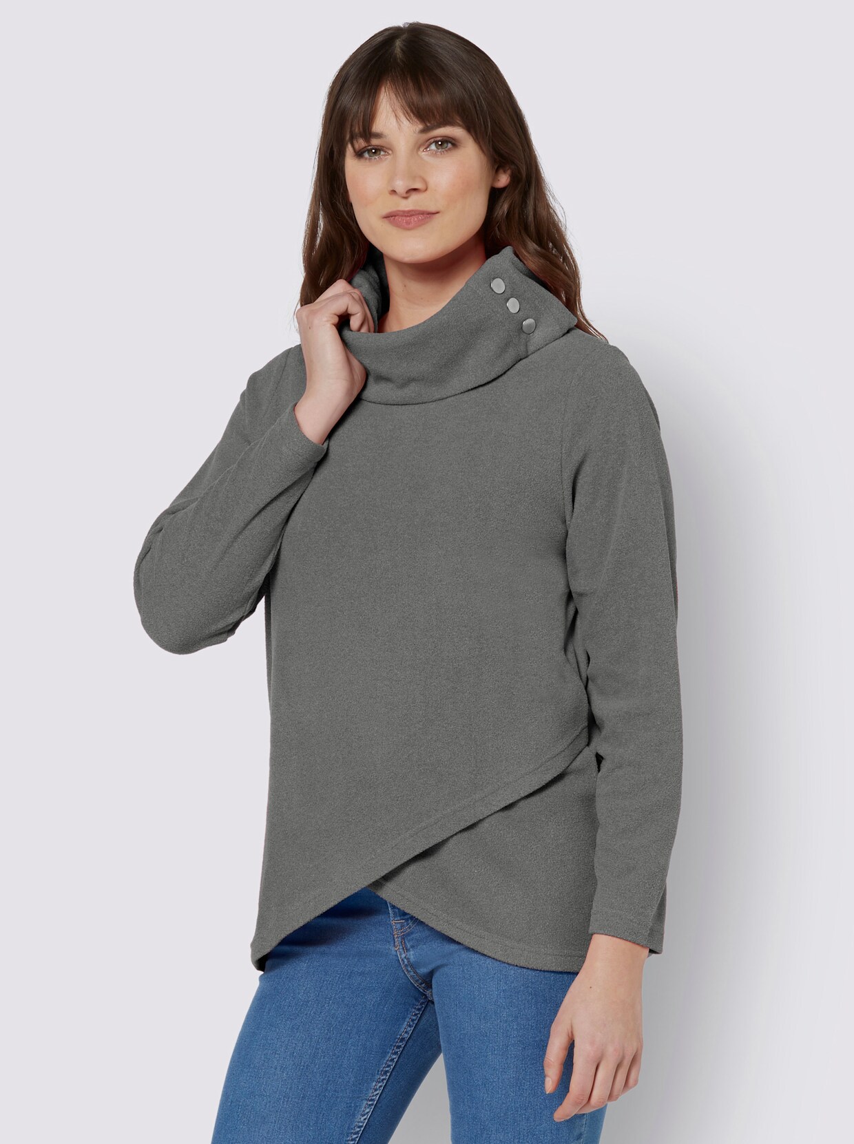 Rollkragenshirt - graphit-ecru-meliert