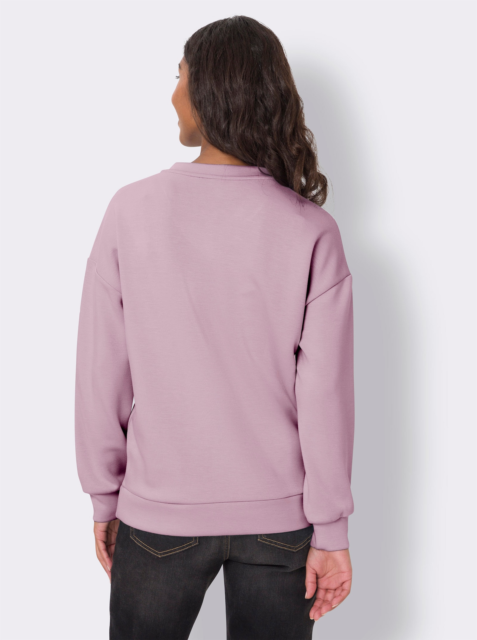 heine Sweatshirt mit V-Ausschnitt, weich - mauve