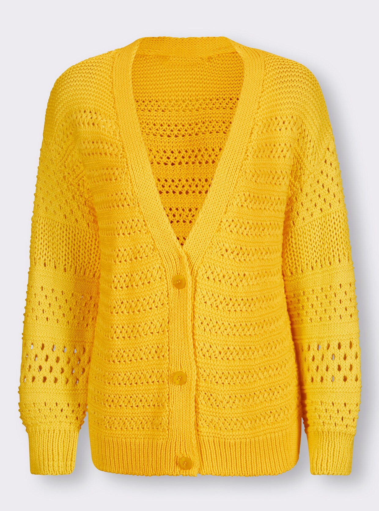 heine Veste en tricot ajouré - jaune soleil