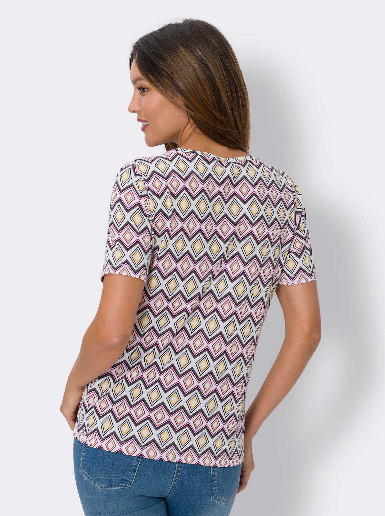 Shirt met korte mouwen - ecru/fuchsia geprint