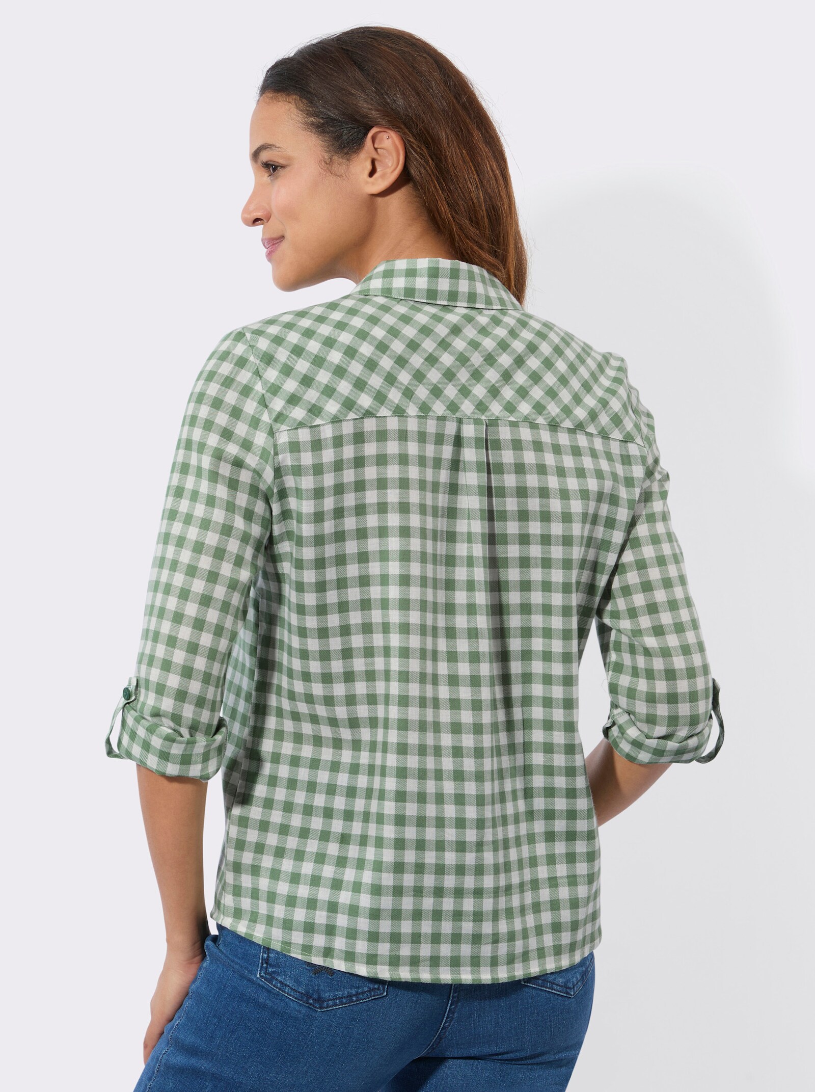 Flanellbluse im Karo-Dessin - eucalyptus-ecru-kariert