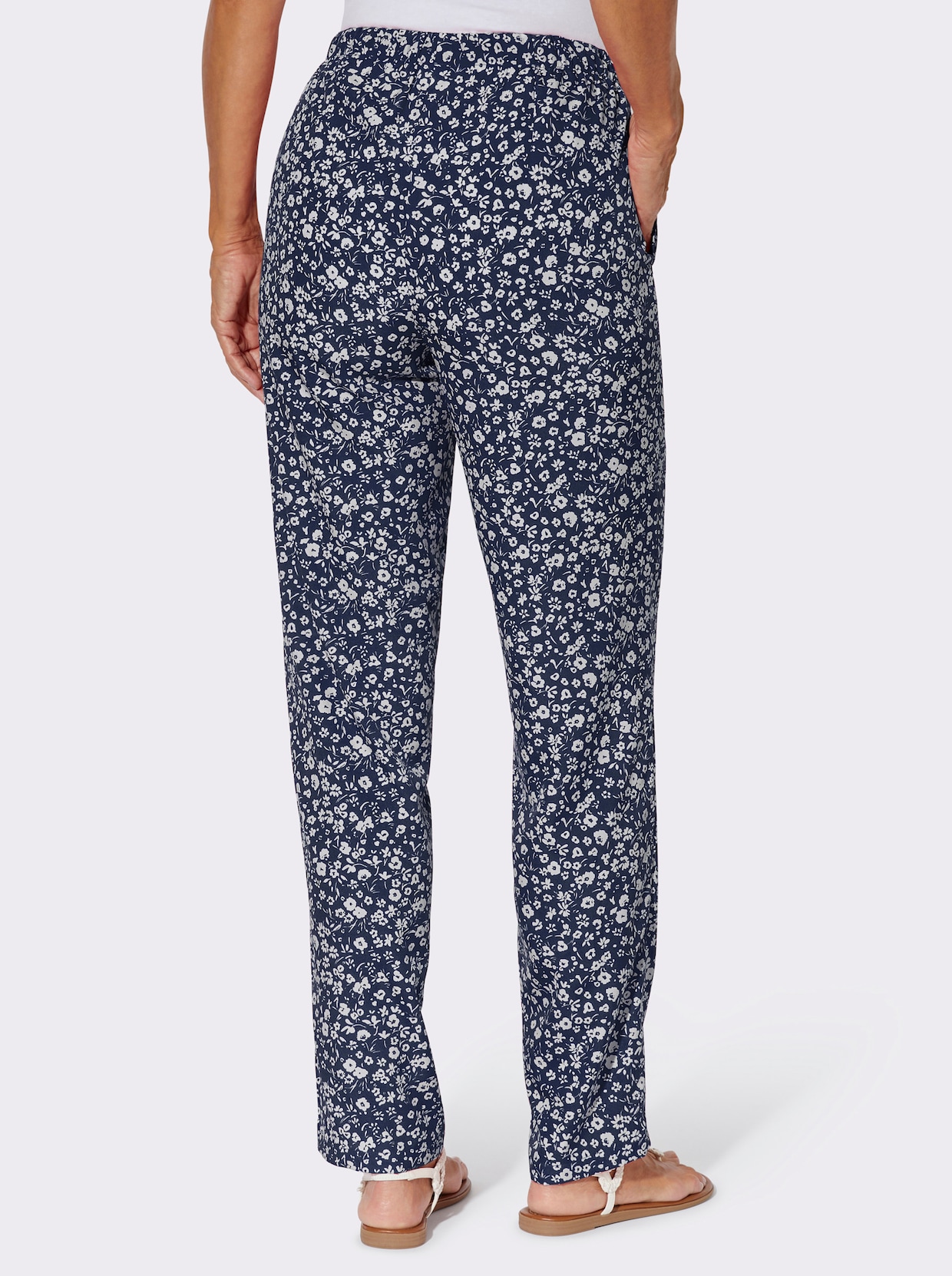 Schlupfhose in pflegeleichter Qualität - marine-weiß-bedruckt