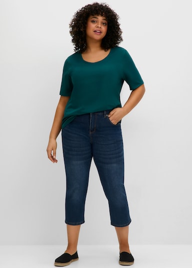 sheego Rundhalsshirt leicht tailliert, aus Jersey - petrol