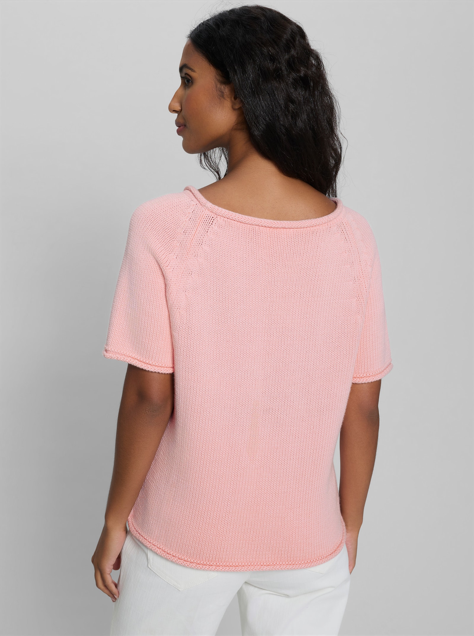 heine Pullover mit Rollkanten - hellrosé