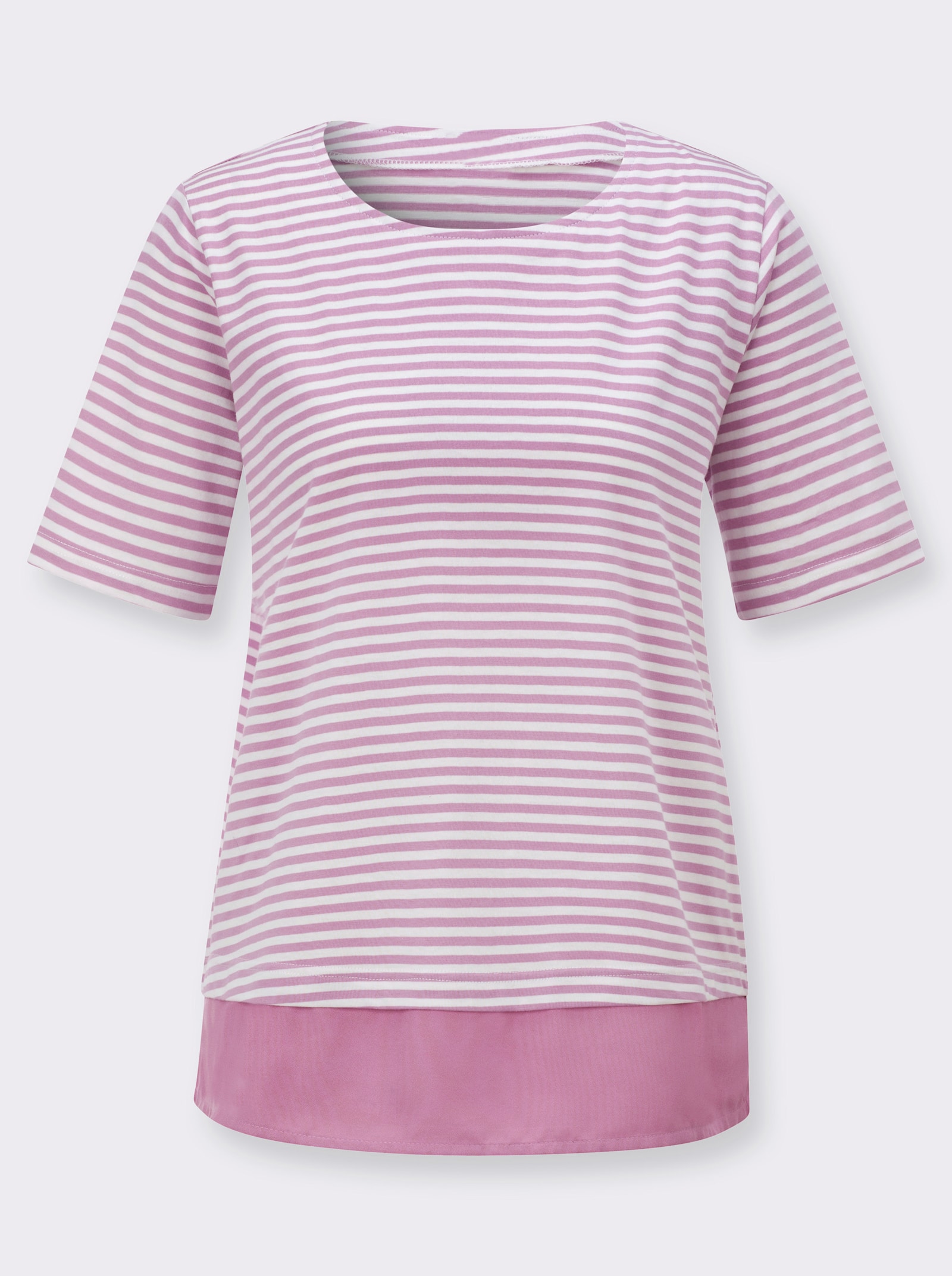 Ringelshirt im Lagen-Look - orchidee-ecru-geringelt