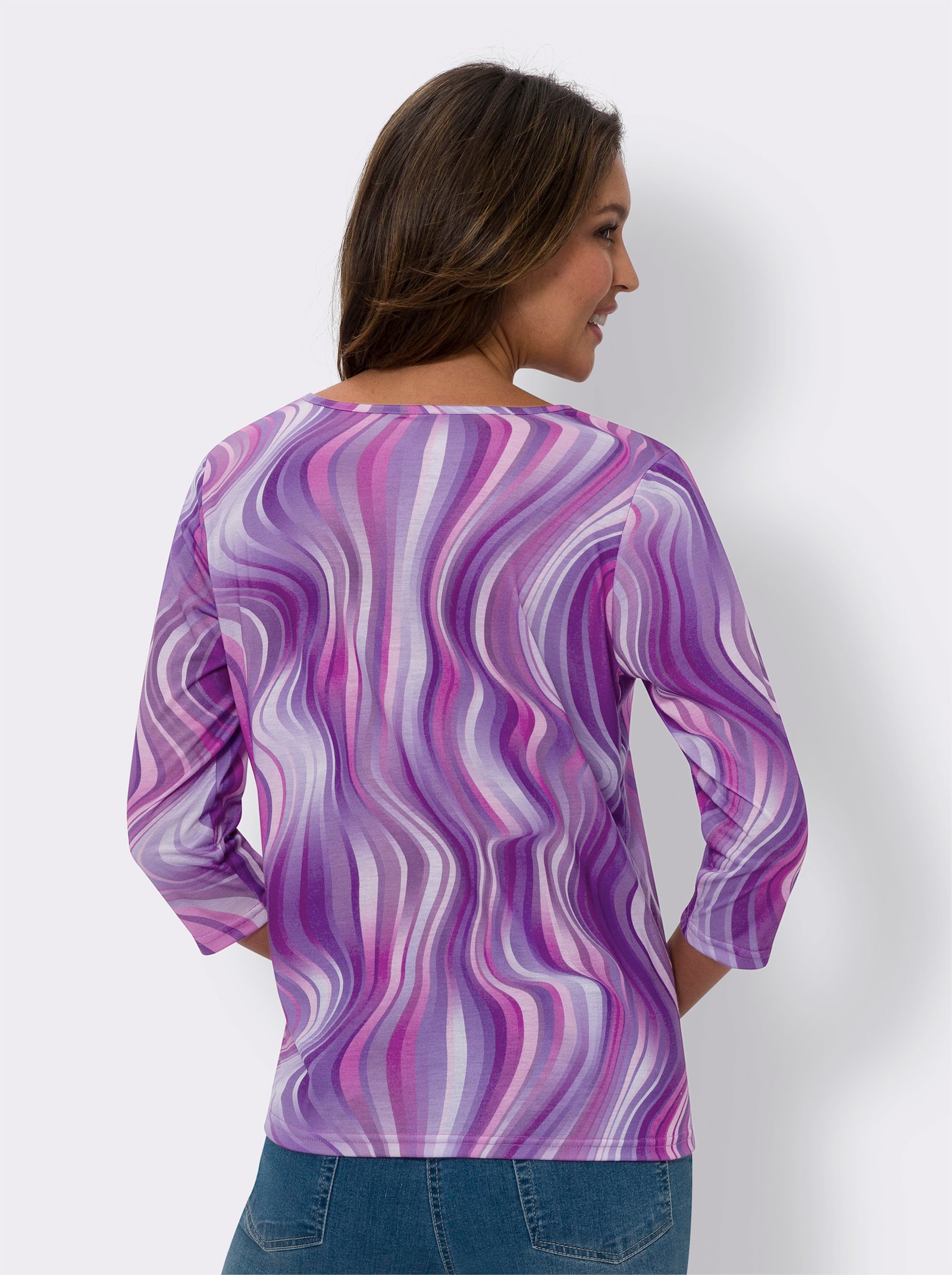 Langarmshirt im Wellendessin - lila-fuchsia-bedruckt