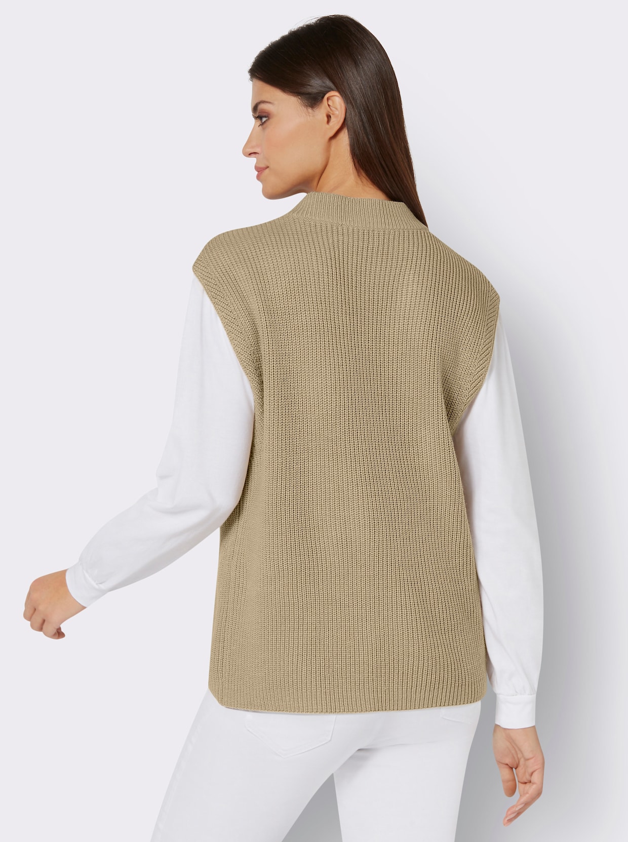 Débardeur en tricot en mélange de laine vierge - beige