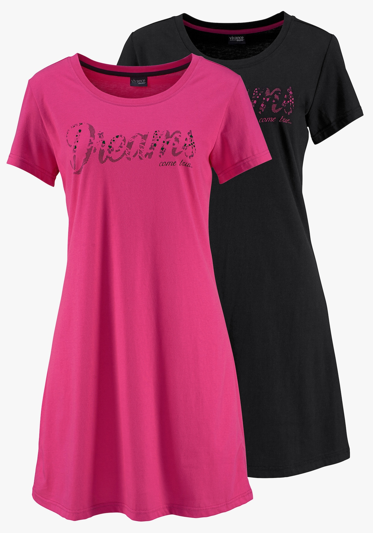 Vivance Dreams Sleepshirt - pink, schwarz