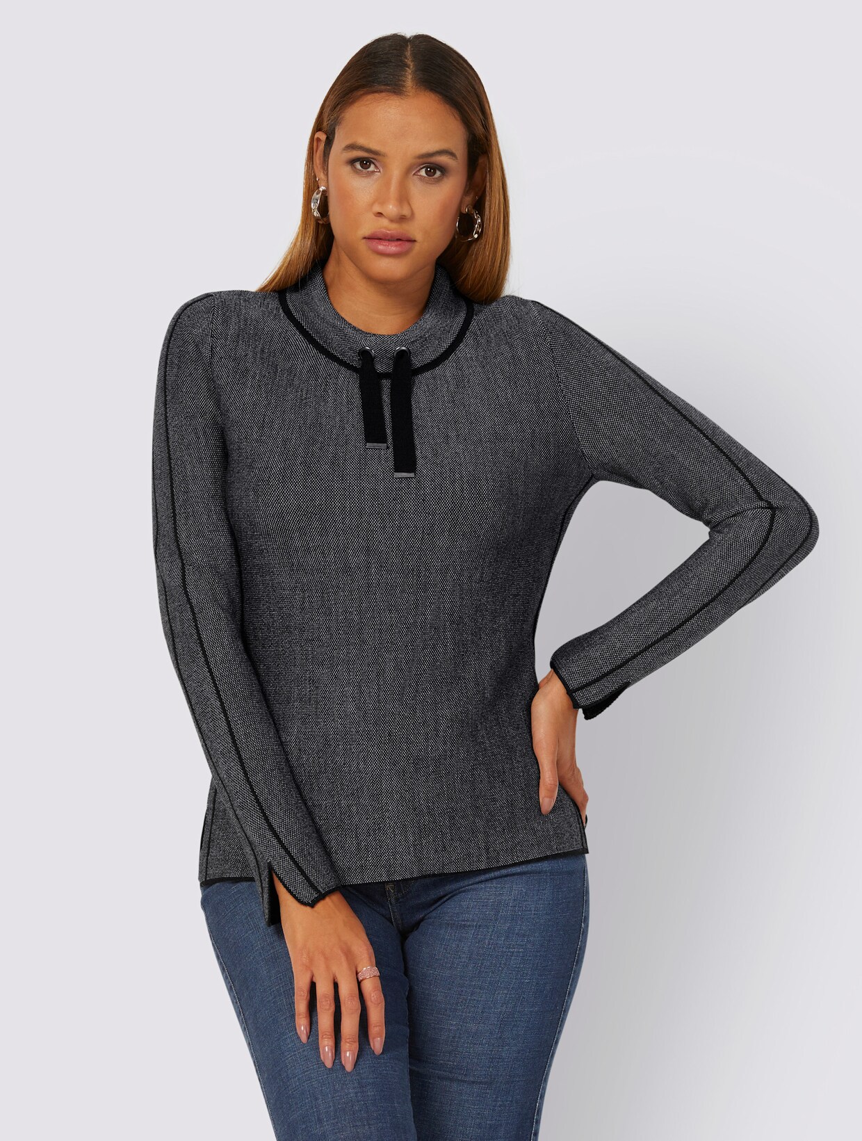 Pullover - schwarz-ecru-meliert