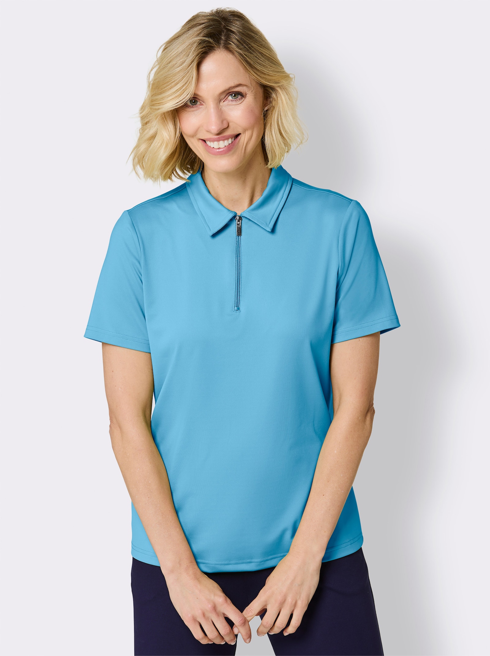 Funktionsshirt mit Reißverschluss - aqua