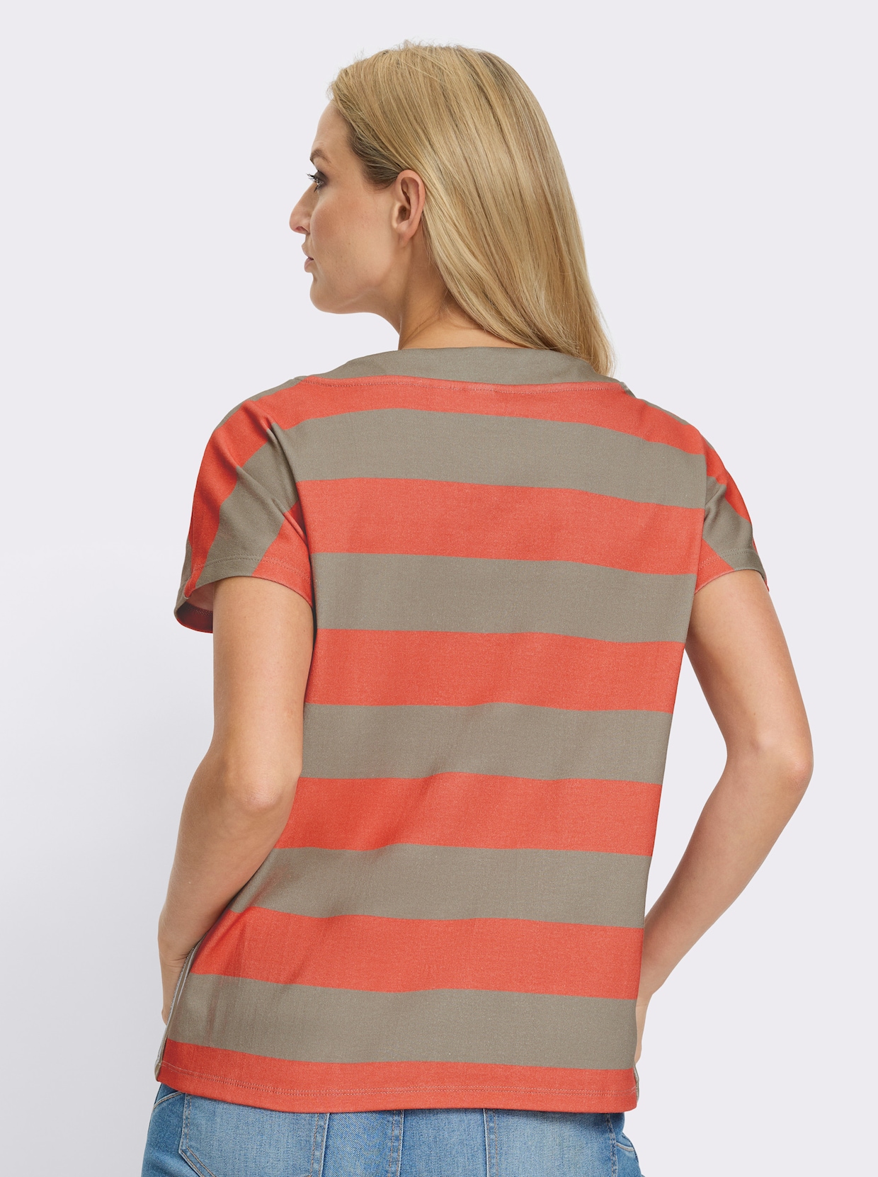heine T-Shirt - koralle-sesam-geringelt