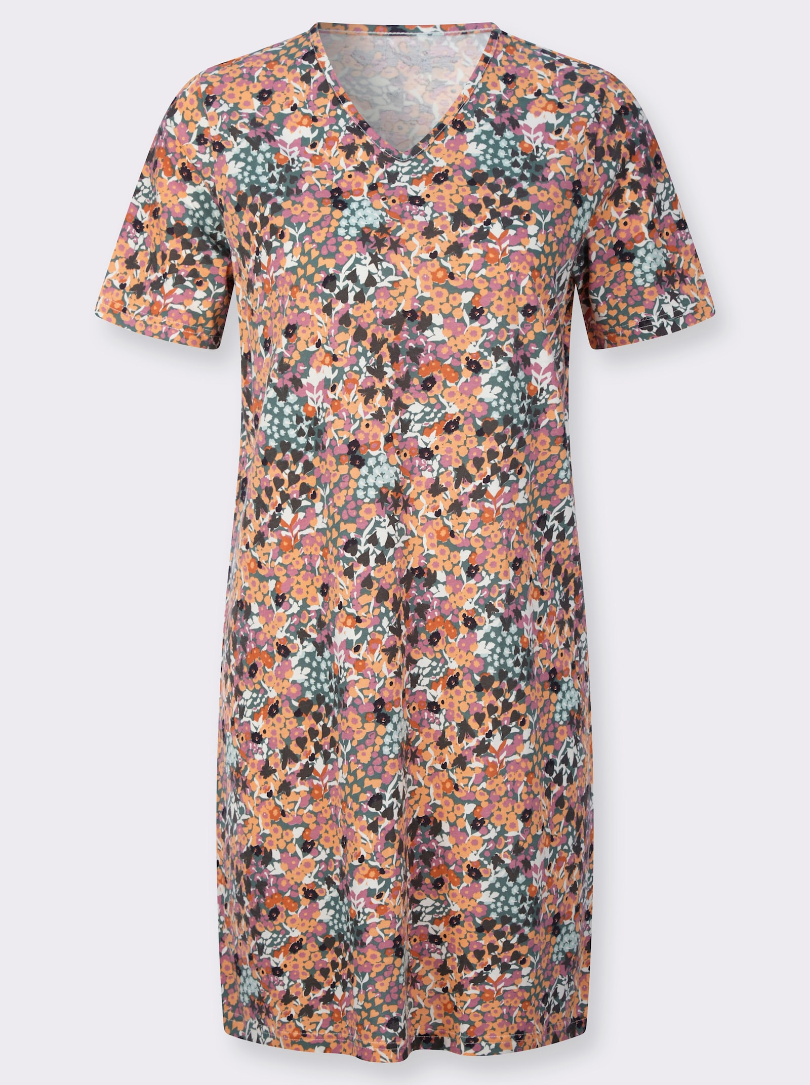 Nachthemd mit Blumendruck - apricot-bedruckt