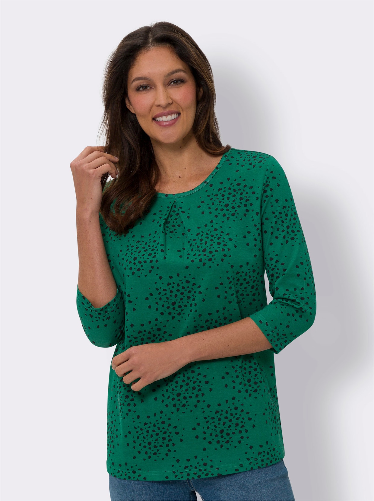 Shirt met 3/4-mouw - groen/zwart geprint