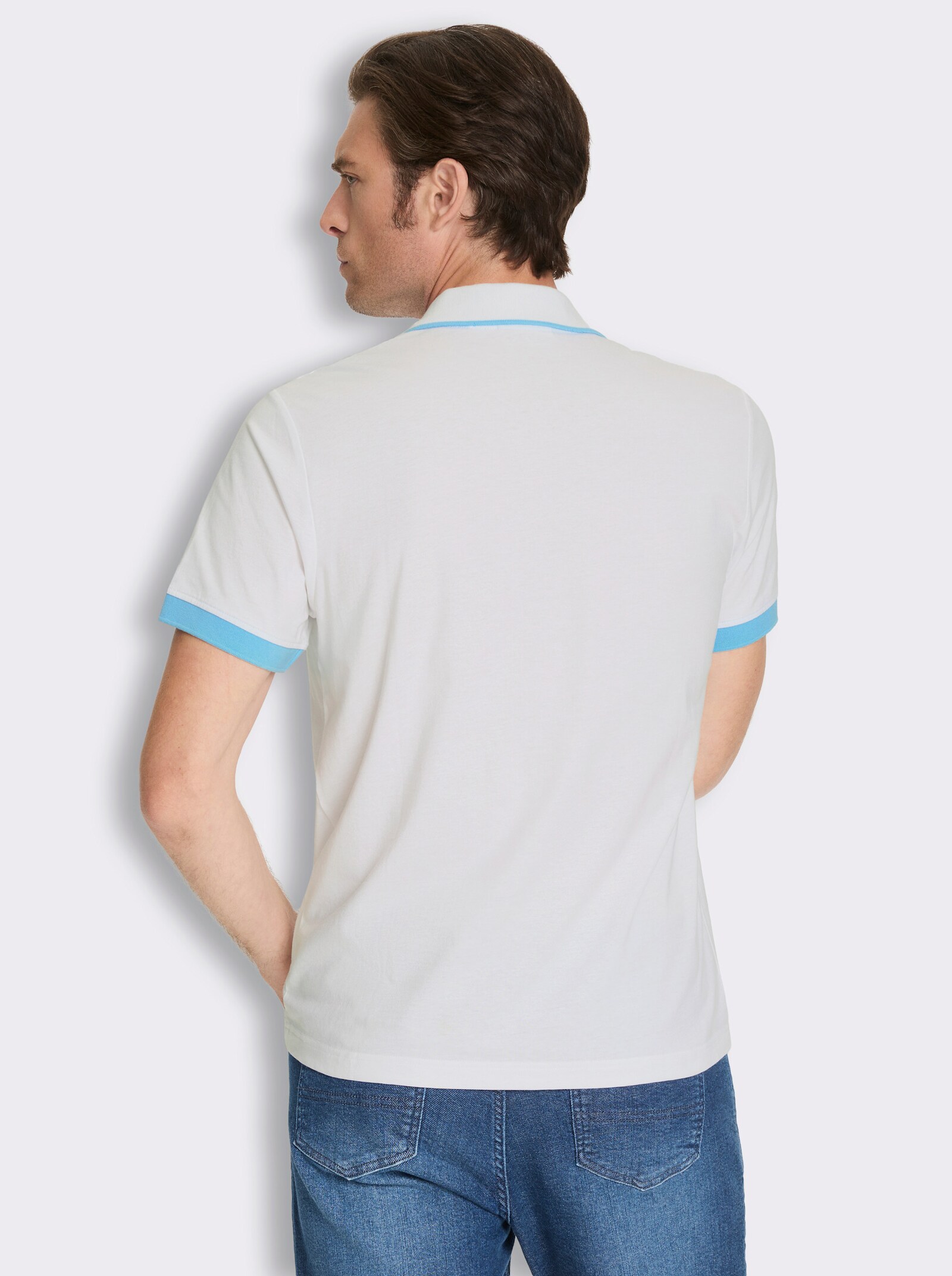 Poloshirt mit kontrastfarbigen Details - weiß