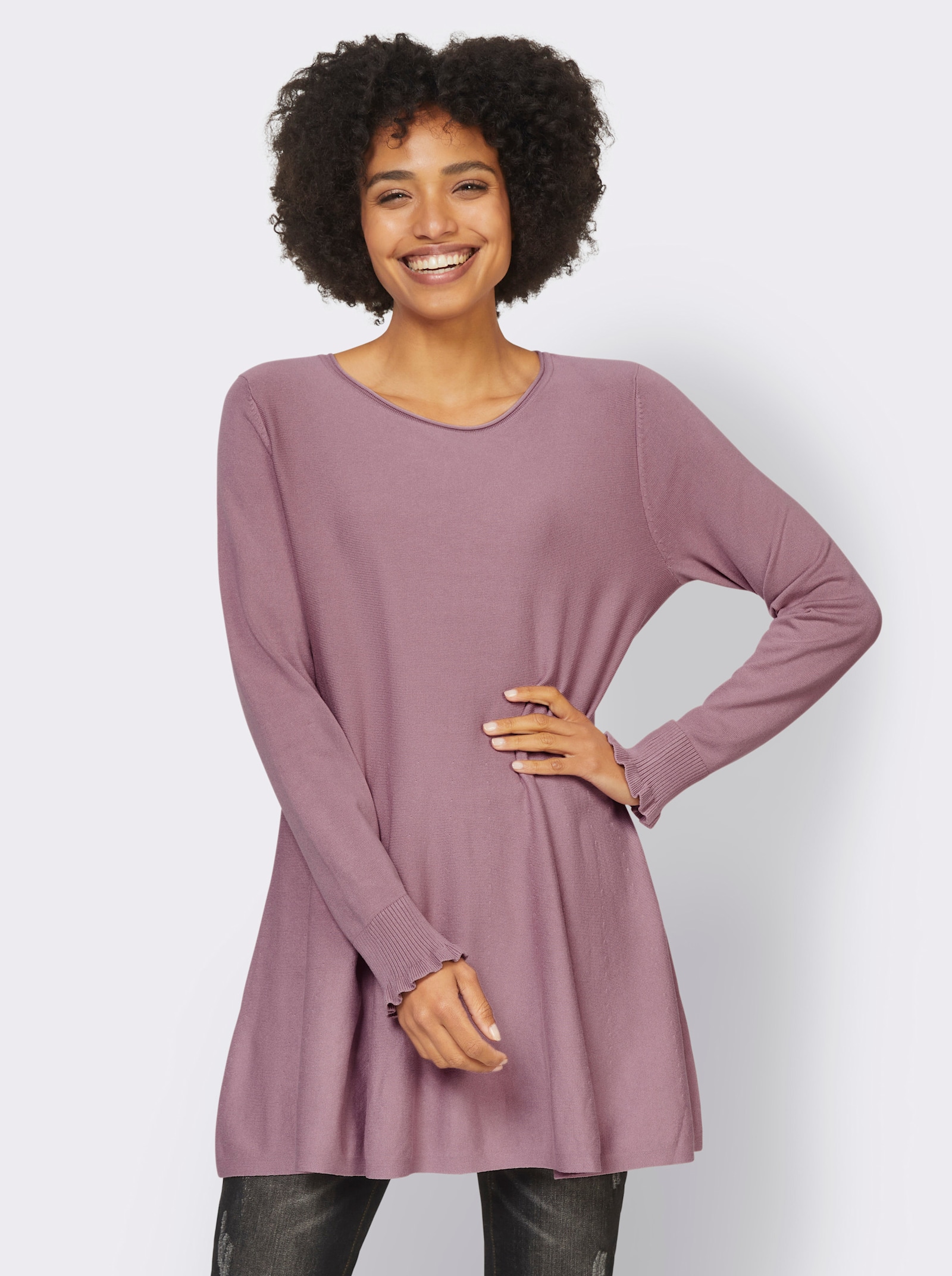 heine Longpullover in leicht ausgestellter Form - mauve