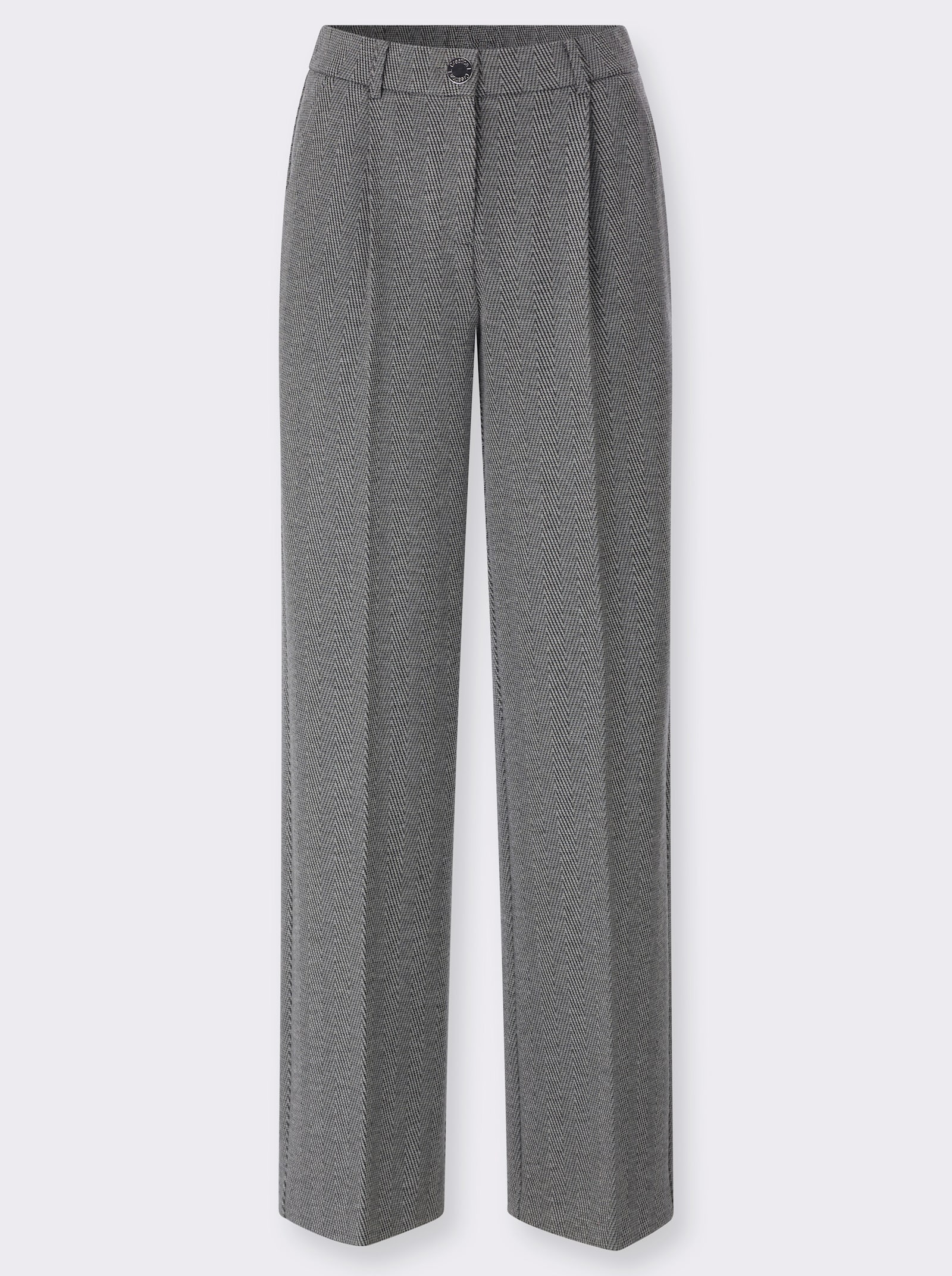 Jerseyhose mit modisch weiten Beinen - grau-anthrazit-gemustert