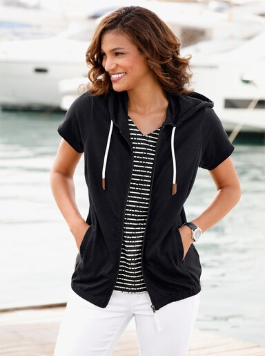 Sweatjacke mit Nahttaschen - schwarz
