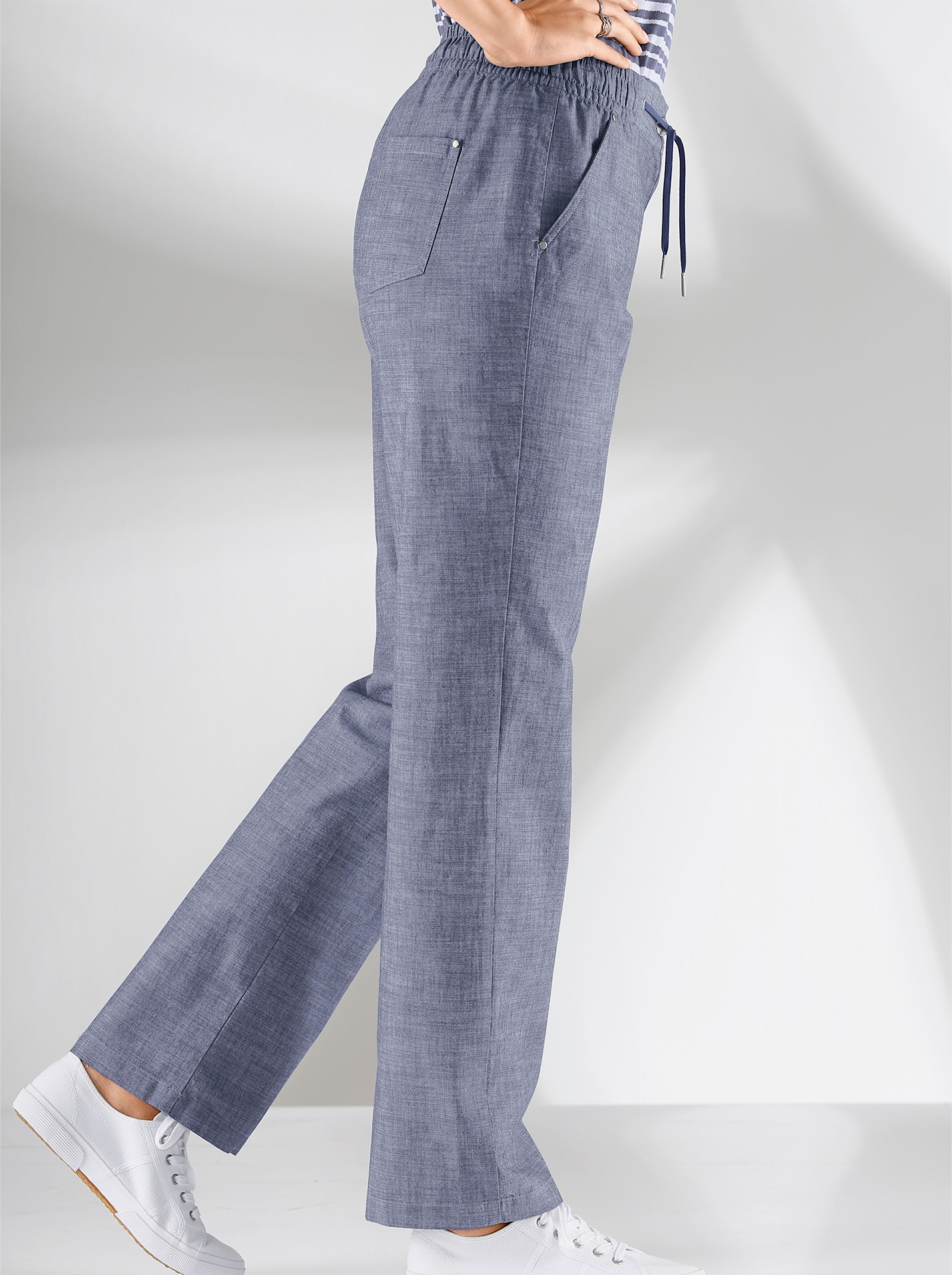 Bootcuthose mit Dehnbund und Kordelzug - jeansblau