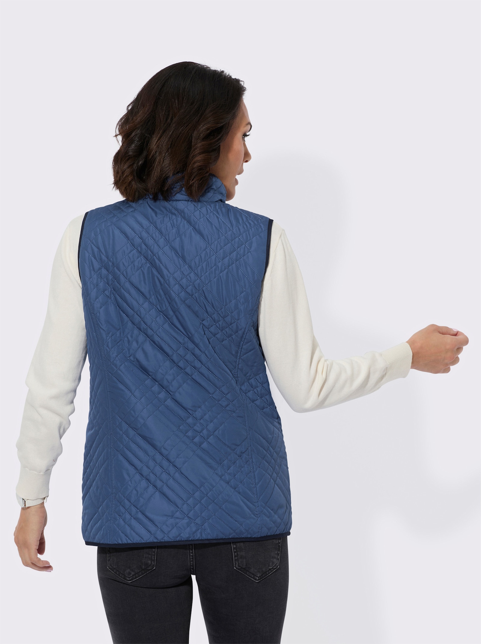 Steppweste mit Reißverschluss-Taschen - jeansblau