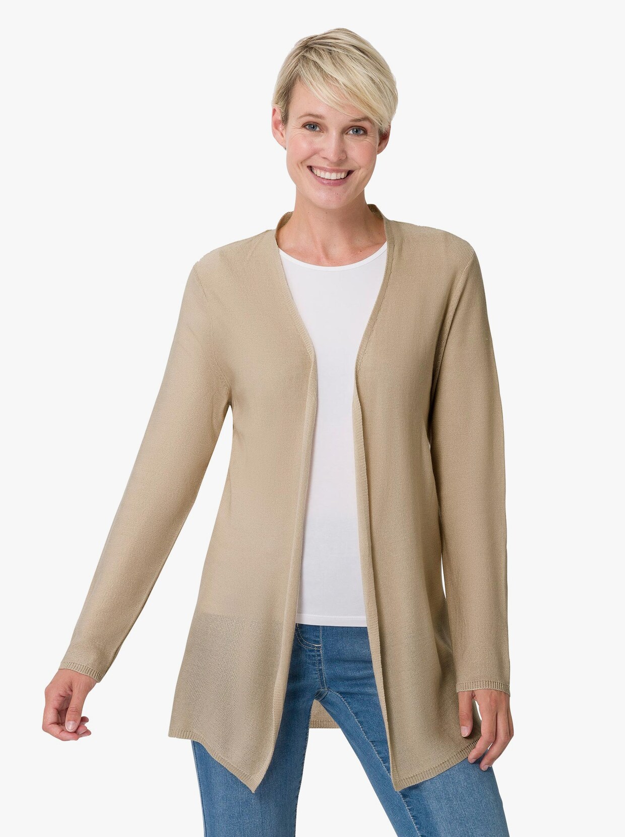 Long-Strickjacke - sand