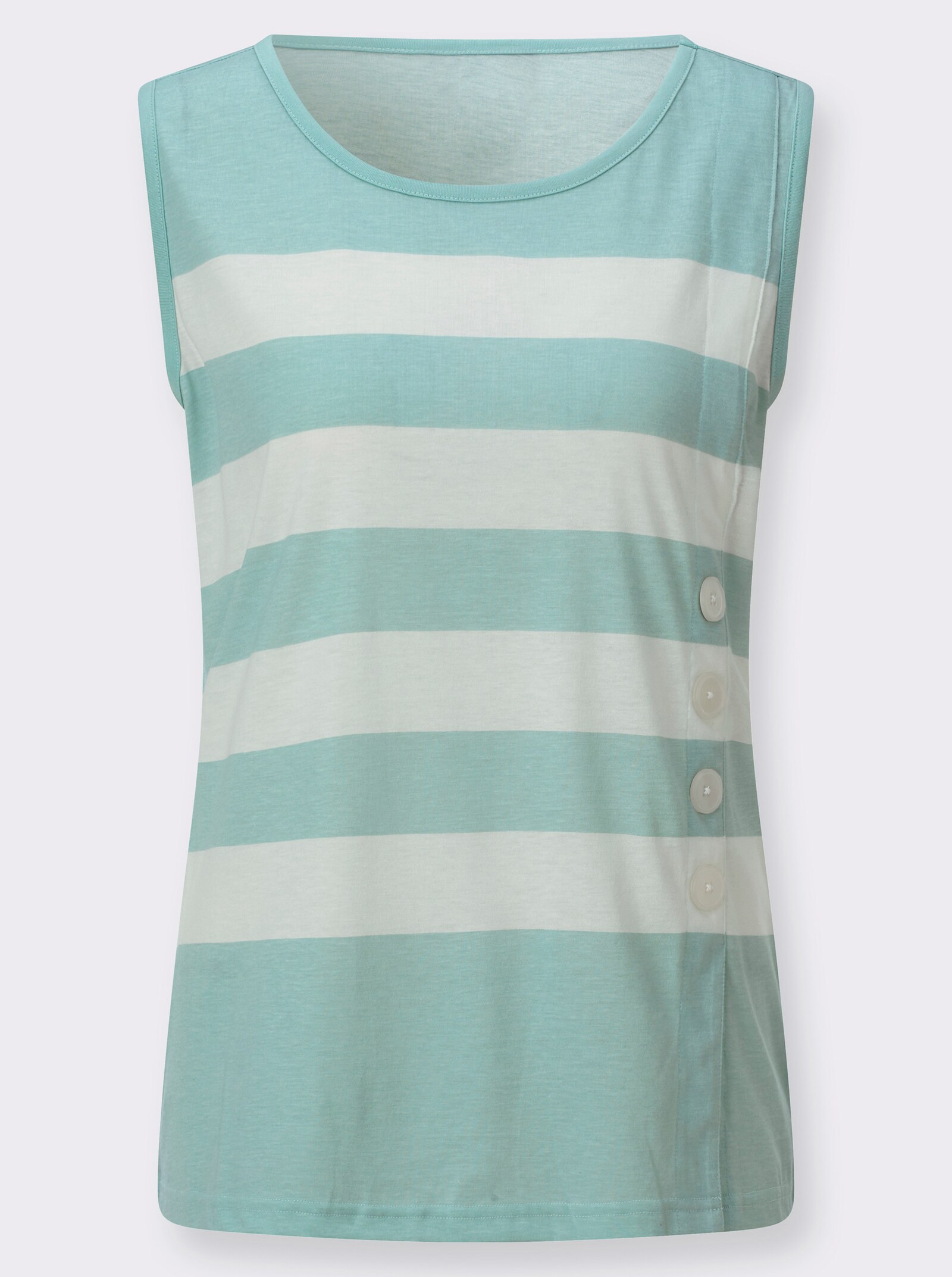 Shirttop mit Deko-Knopfleiste - mint-ecru-gemustert