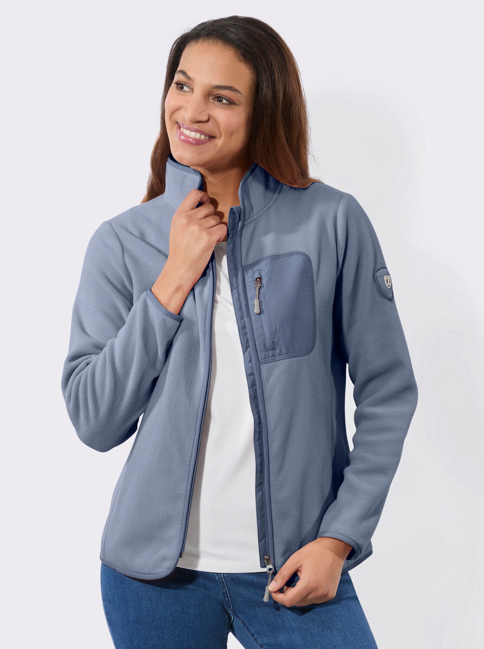 Fleecejacke mit Reißverschluss - taubenblau