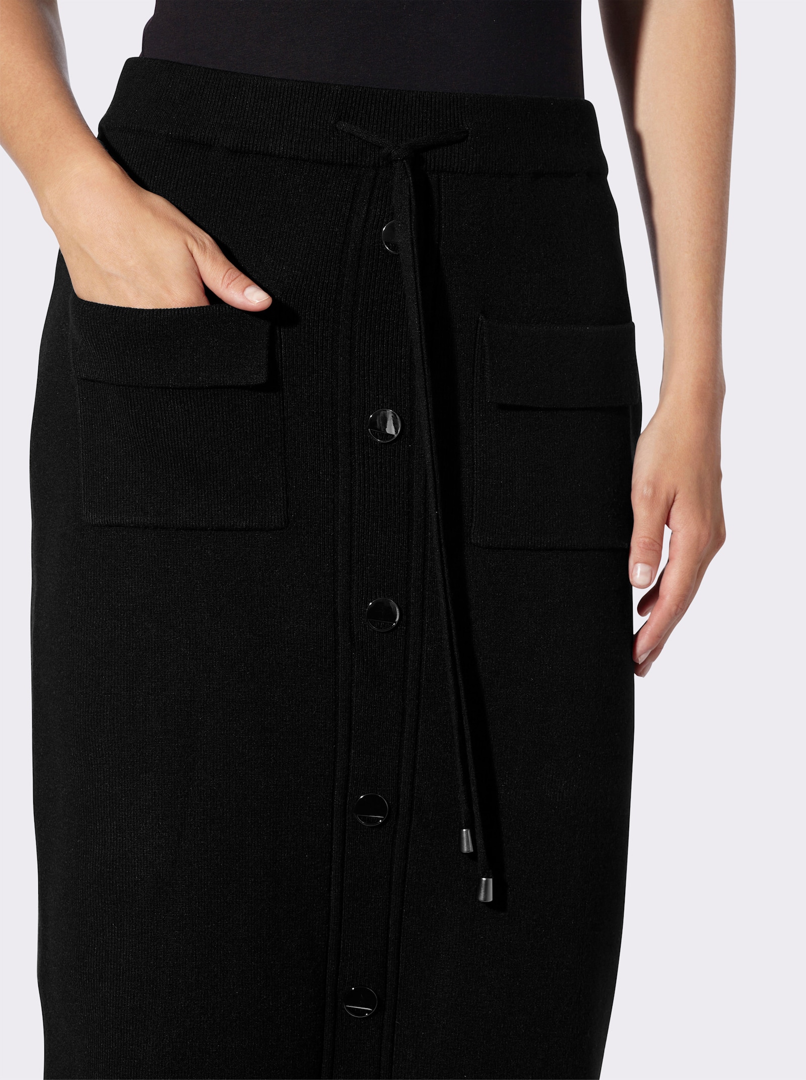 heine Strickrock mit Zierknöpfen - schwarz
