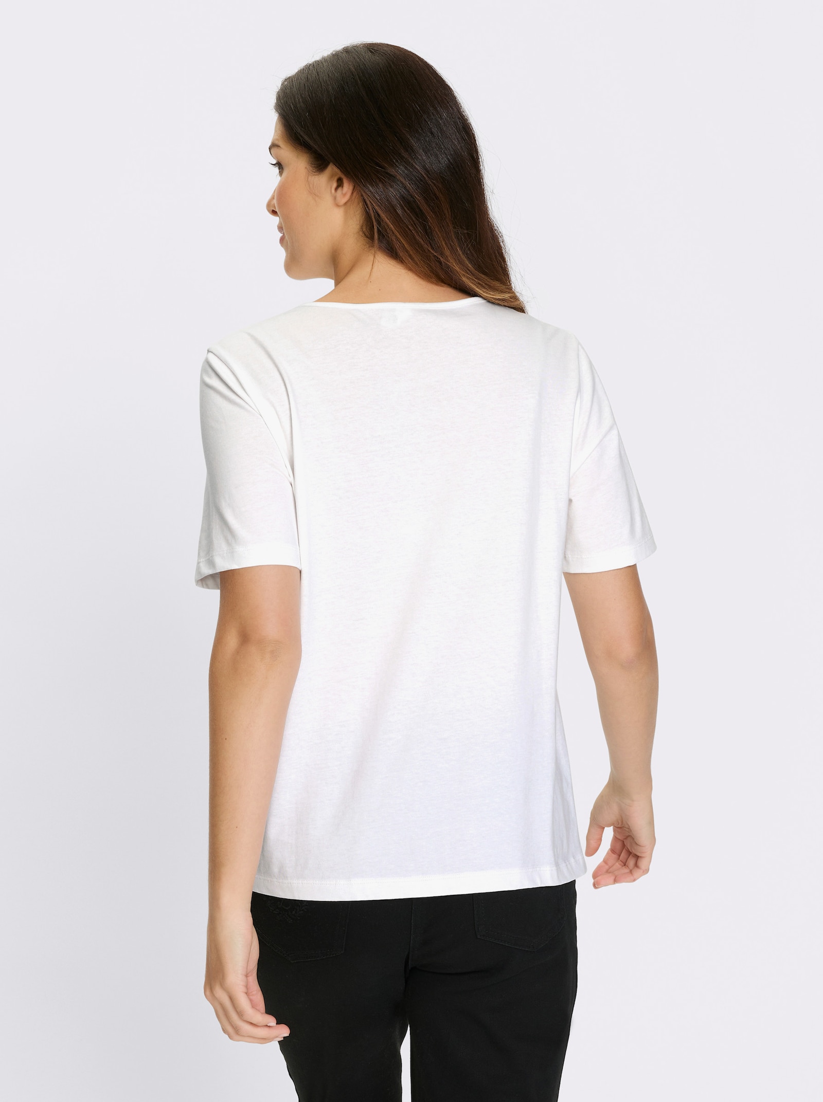 Tričko s krátkým rukávem a potiskem se srdíčky na předním dílu - bílá-ledová modrá