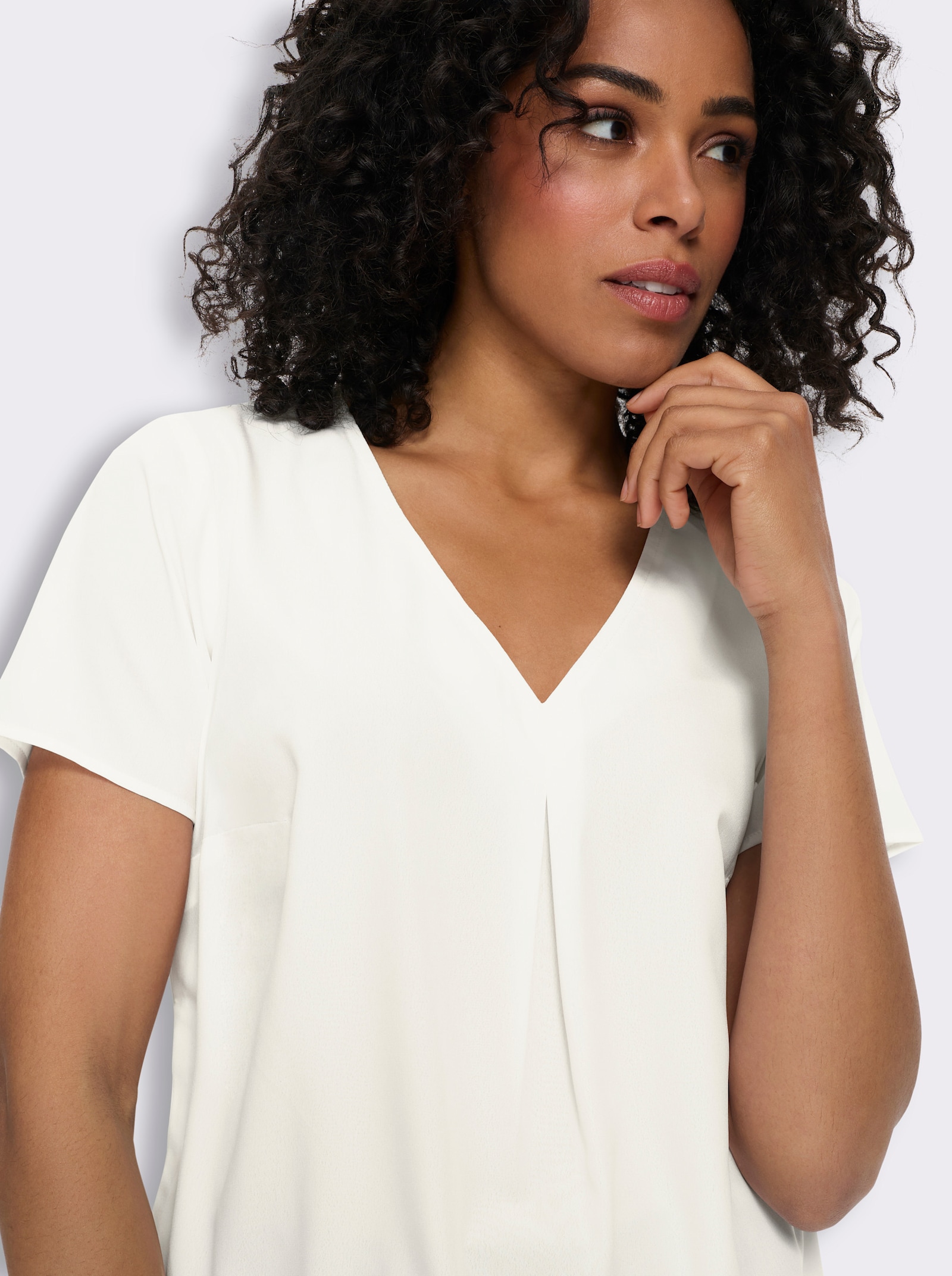 Comfortblouse met stolpplooi voor - wit
