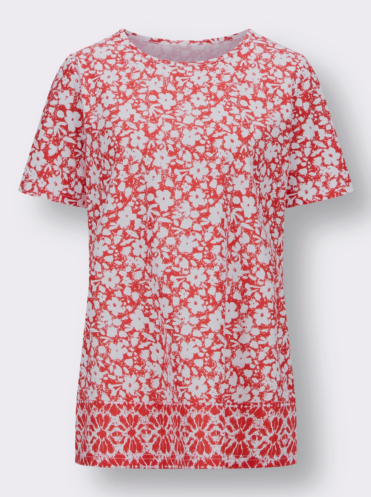 Lang shirt - rood/wit geprint