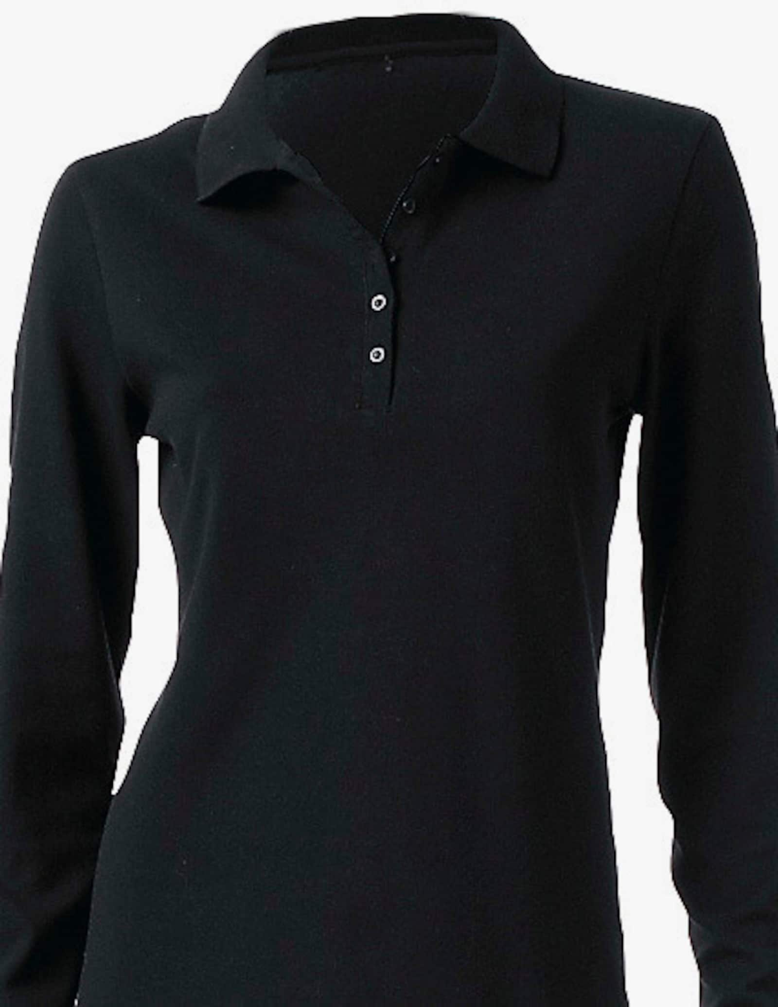 heine Langarm-Poloshirt in Pikee-Qualität - schwarz