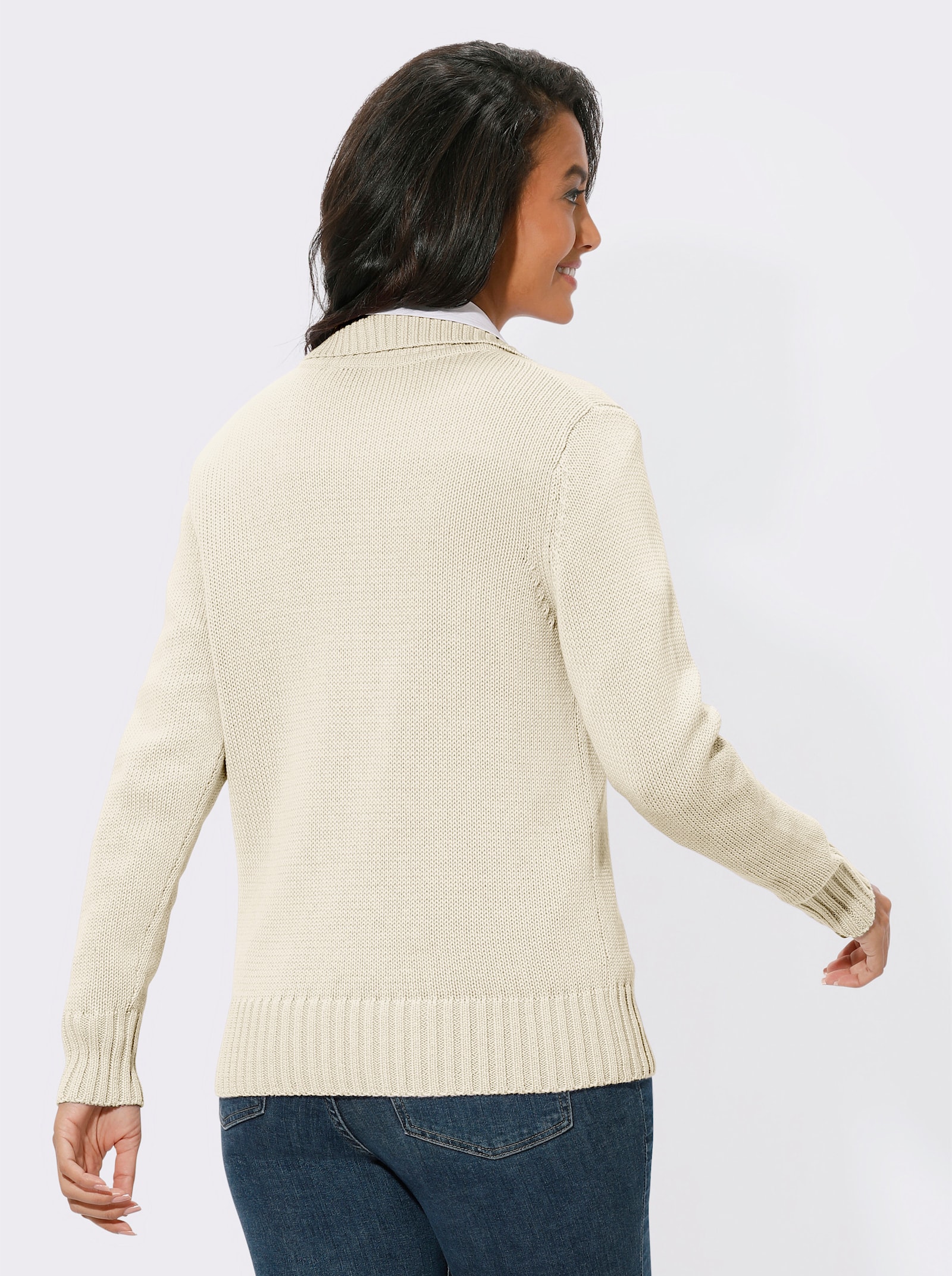 Strickjacke mit 2-Wege-Reißverschluss - wollweiß