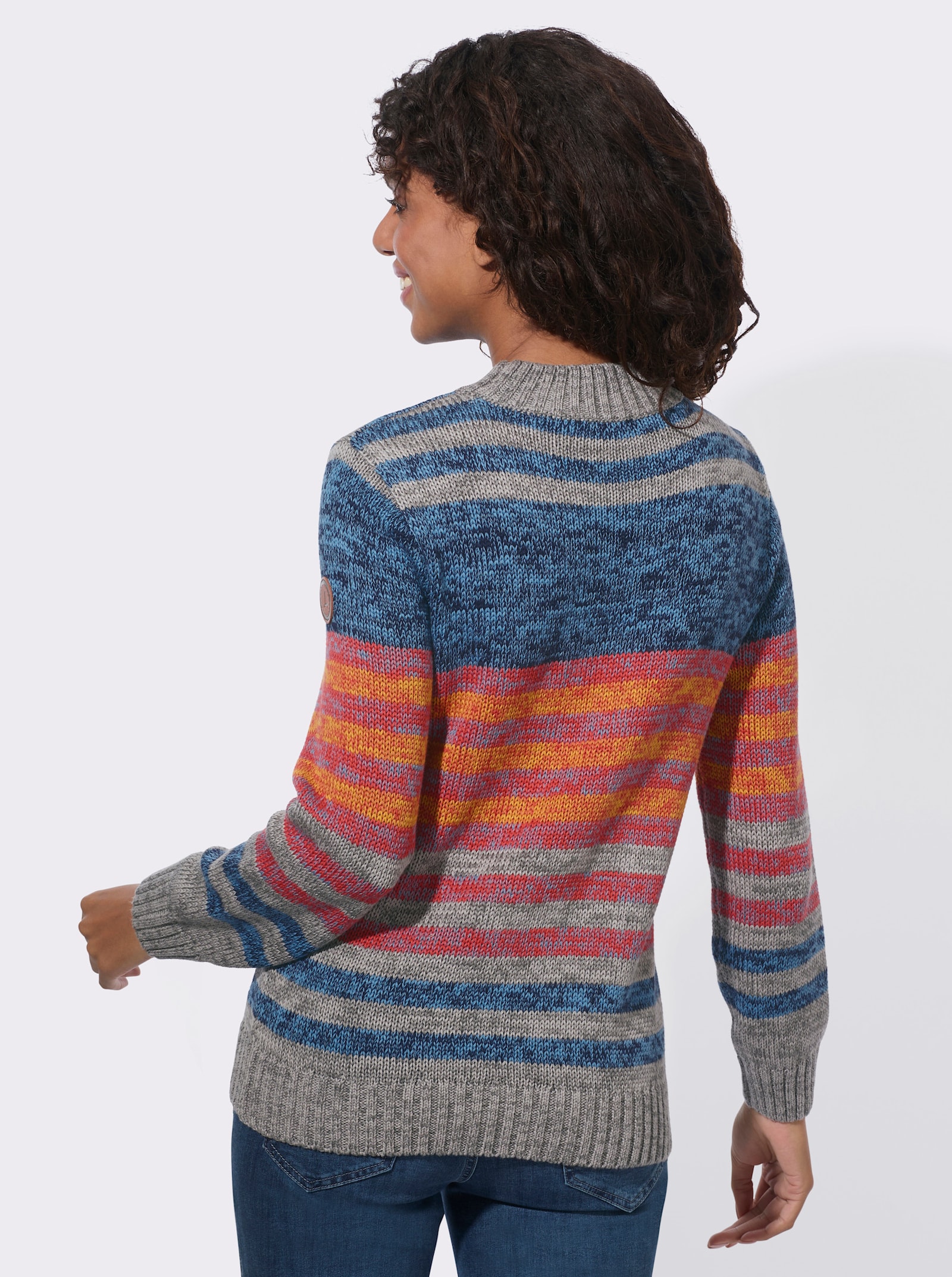 Langarm-Pullover mit Ringeln und Blockstreifen - marine-terra-geringelt