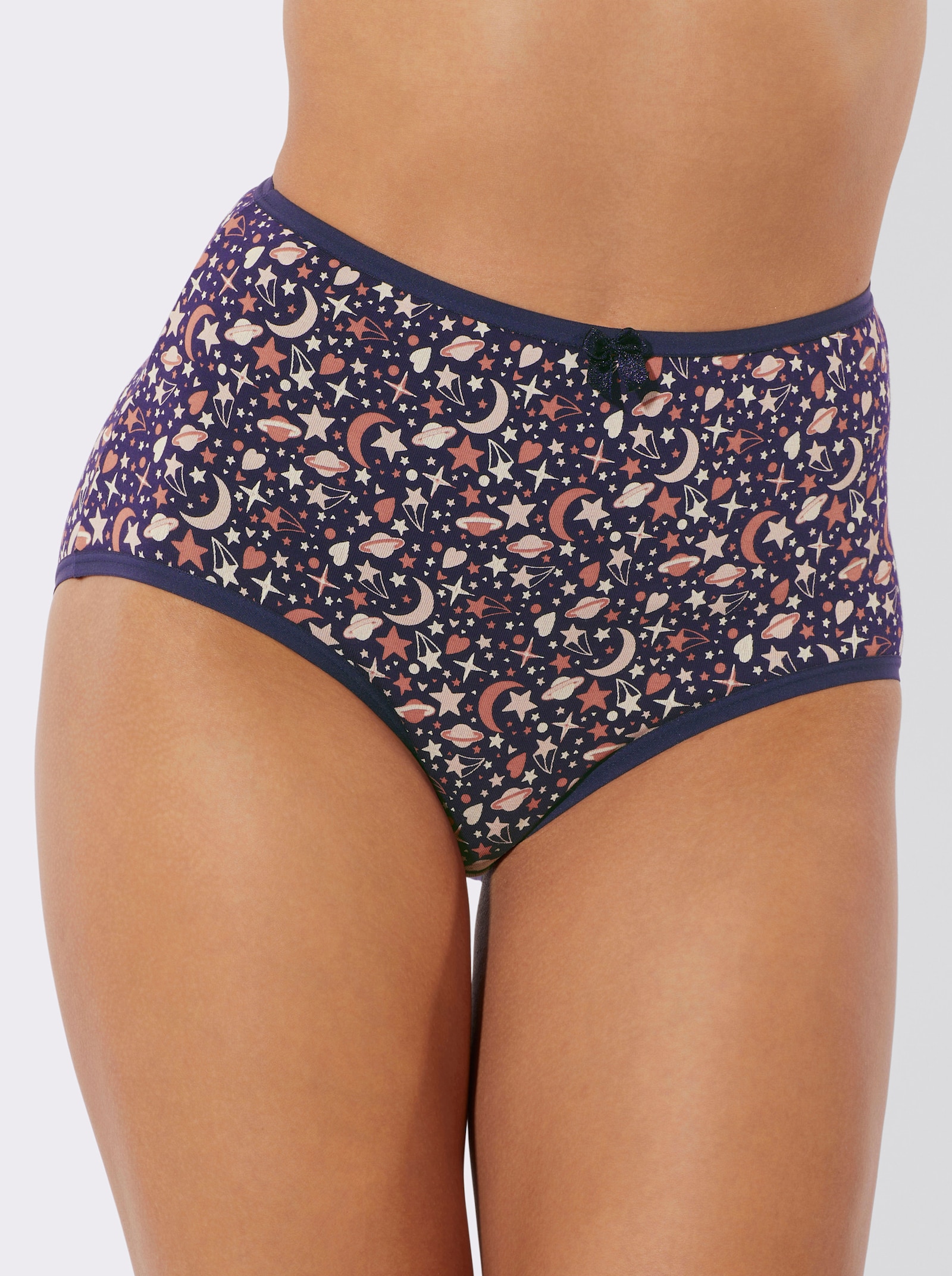 Tailleslip in set van 3 - marine bedrukt + marine + rozenhout