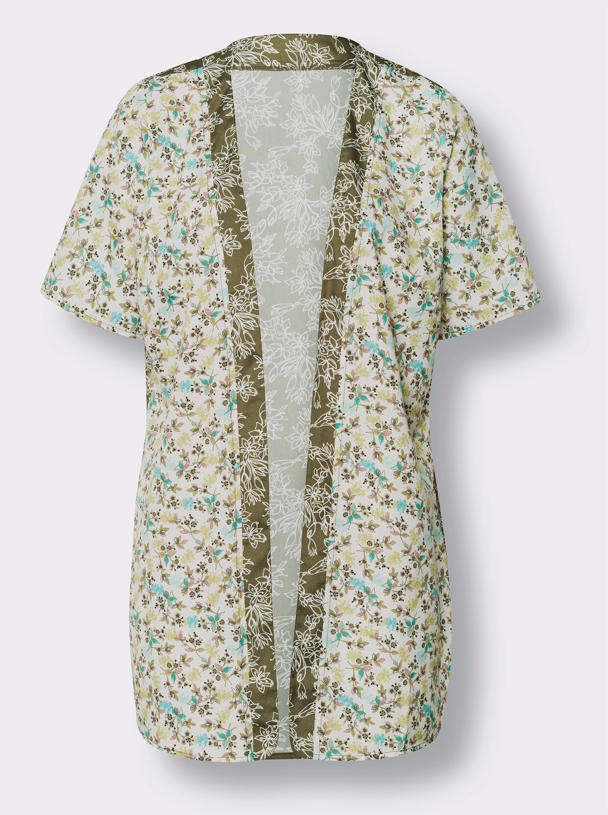 Lange blouse - ecru/kaki geprint