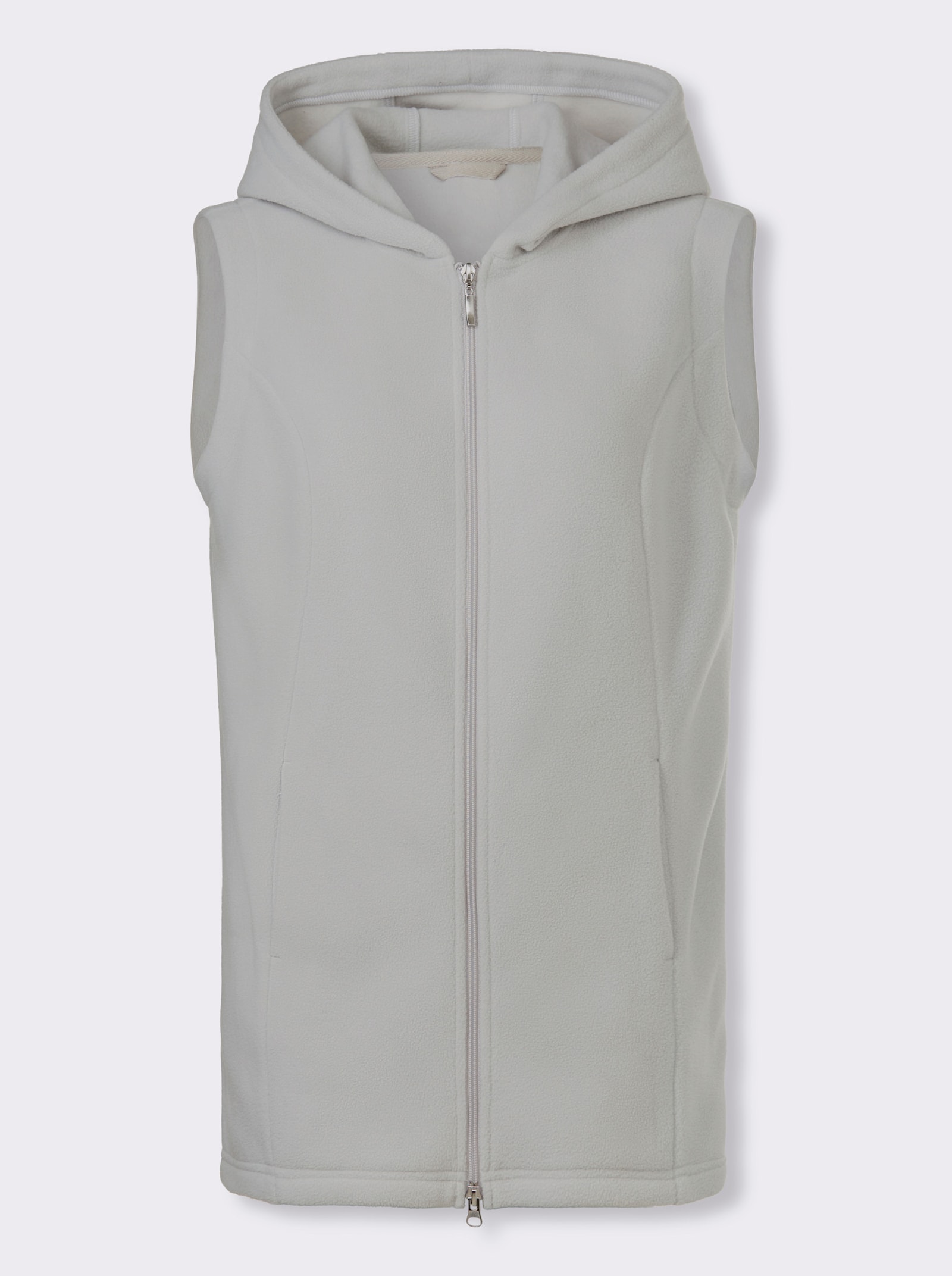 Fleeceväst med tvåvägsdragkedja - ljusgrå