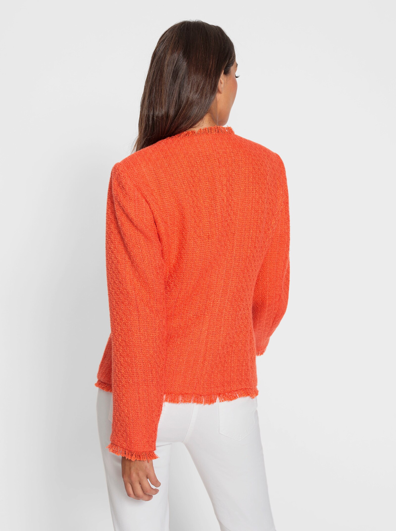 heine Bouclé-Blazer mit kleinen Fransen - orange