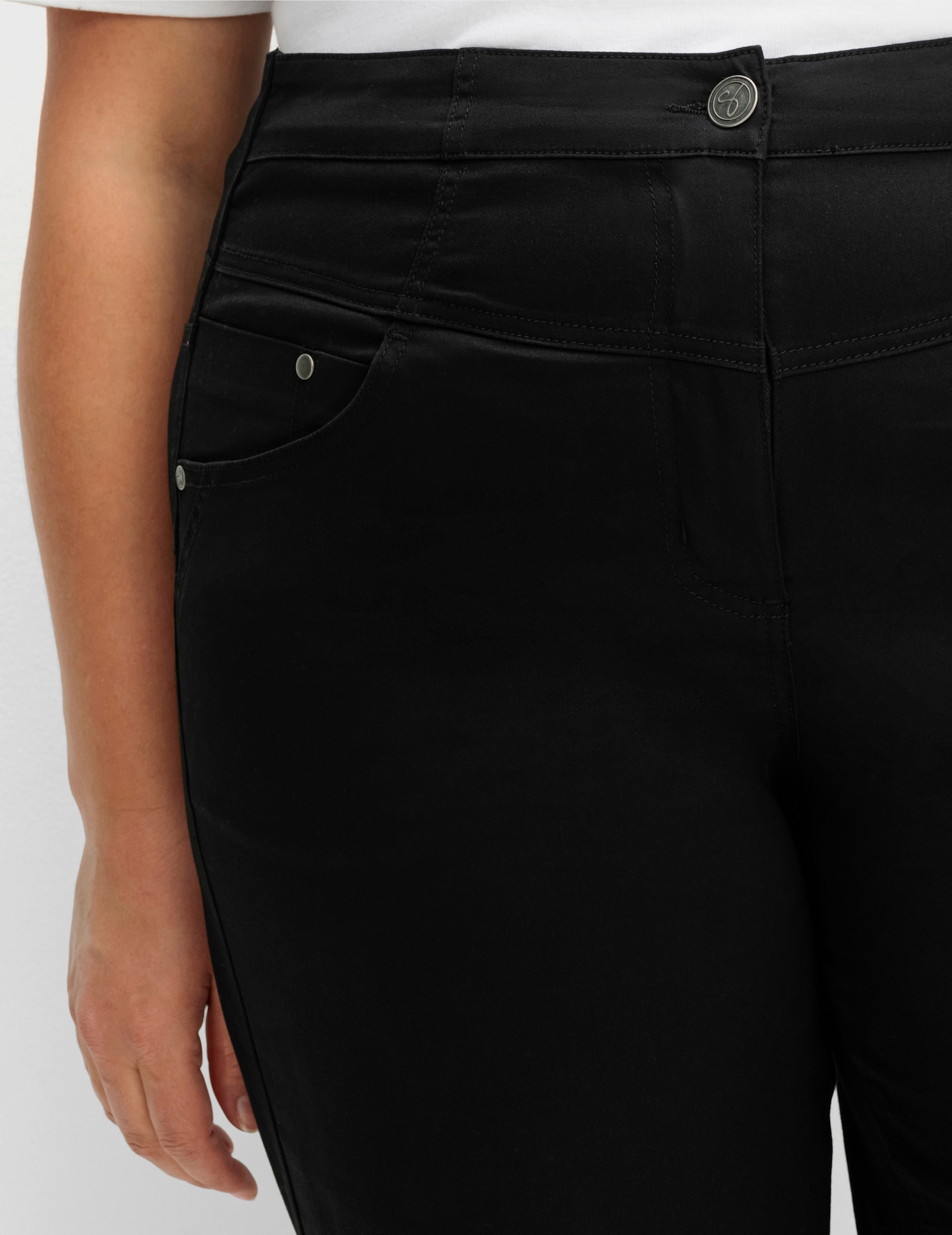 sheego Stretch-Hose mit weitem Bein - schwarz